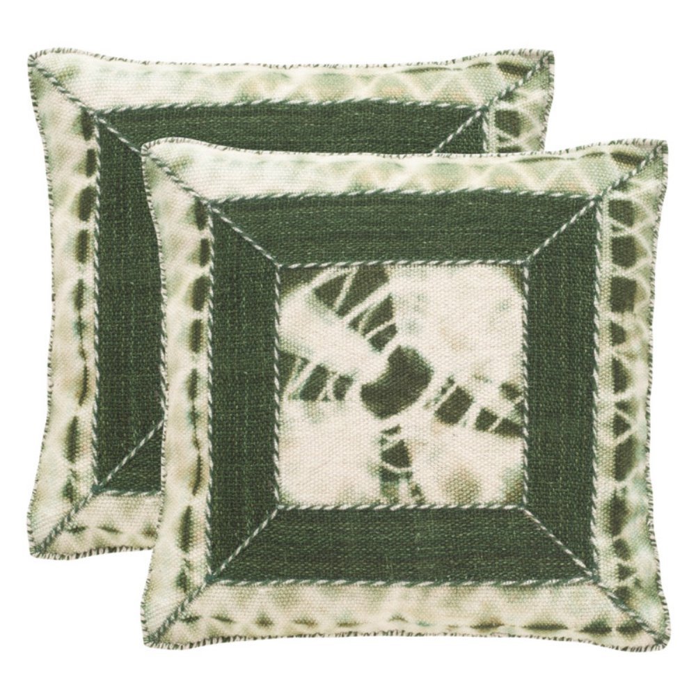 SAFAVIEH Dip-Dye Patch Cilantro Throw Pillows (Set of 2) - 24-Inch Square Decorative Pillow Covers for Sofa, Bed & Living Room - Modern Boho Home Decor Accent