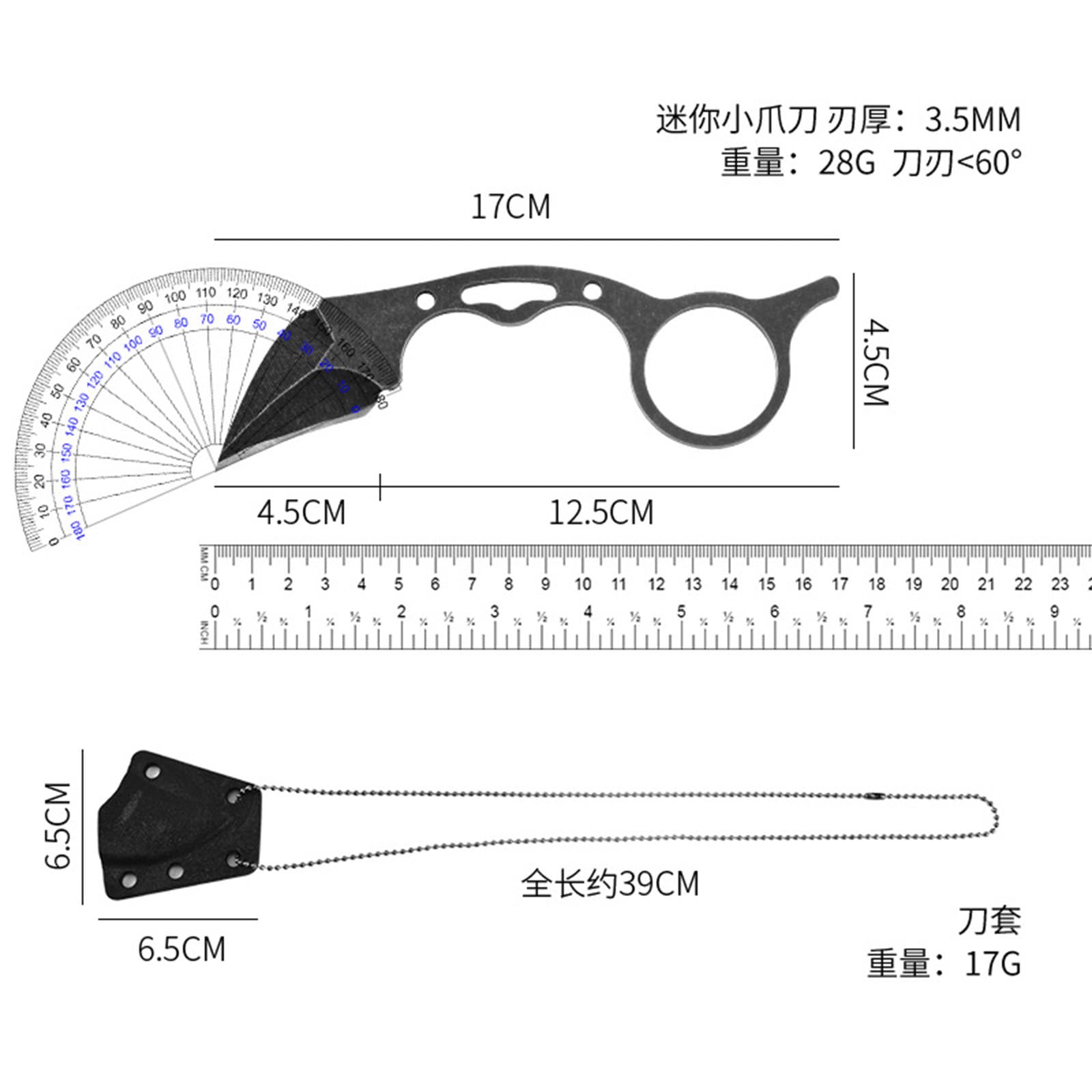 440C Mini Fixed Blade Knife with Steel Handle - Compact Outdoor Camping & Survival Knife with K-Sheath Necklace - Perfect for Hiking, Bushcraft, and Emergency Preparedness