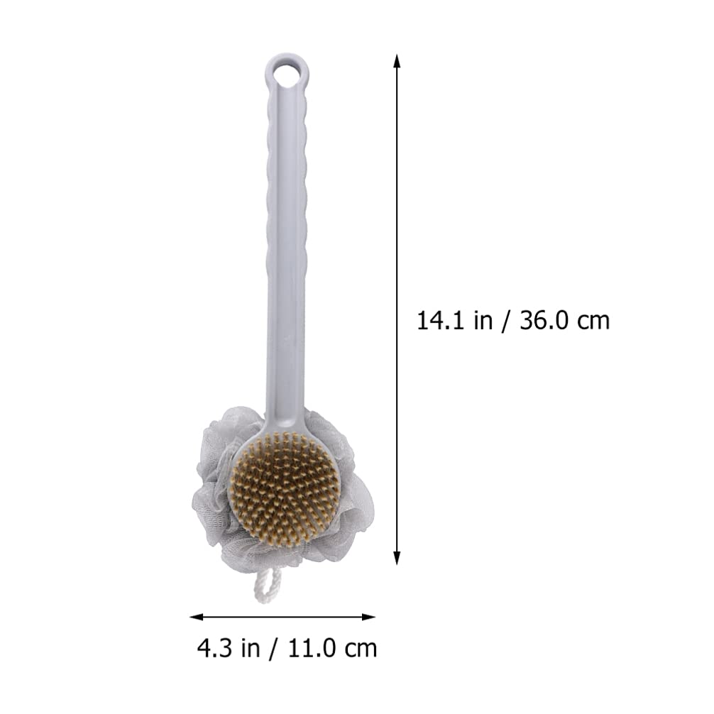 Double Sided Bath Brush with Long Handle - Exfoliating Back Scrubber for Shower, Body Wash & Massage - PBT Loofah Sponge for Men & Women - Perfect for Deep Cleaning & Relaxing in Bath or Shower