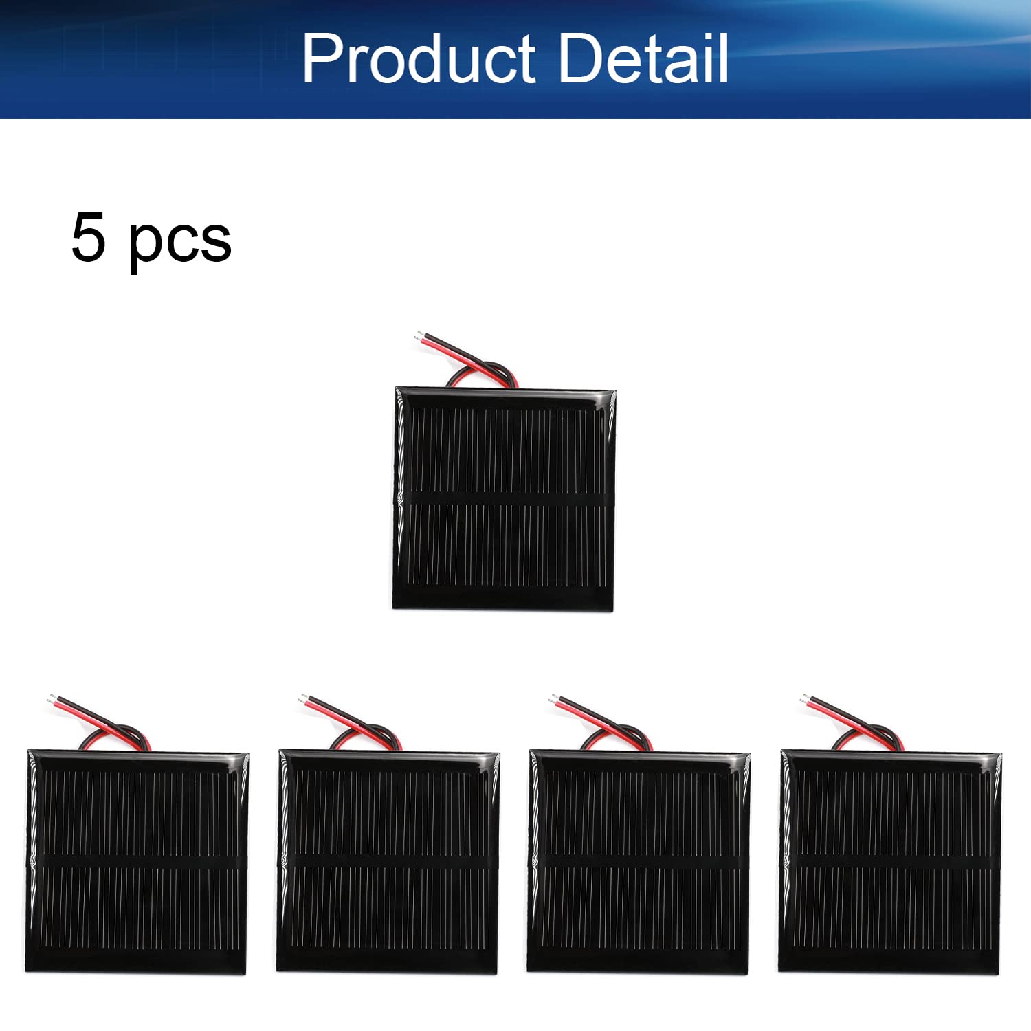 Bettomshin 5Pcs 5.5V 0.6W Mini Solar Panels - Polycrystalline Solar Cells for DIY Solar System Kits, Light Electric Toys, Solar Battery Charger (2.56