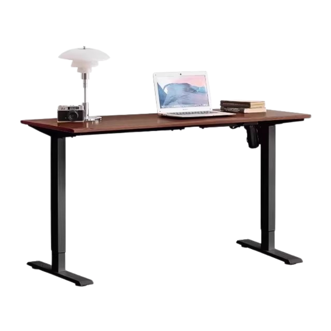 Premium Solid Oak & Black Walnut Electric Height Adjustable Standing Desk - Ergonomic Home Office Workstation for Remote Work & Study