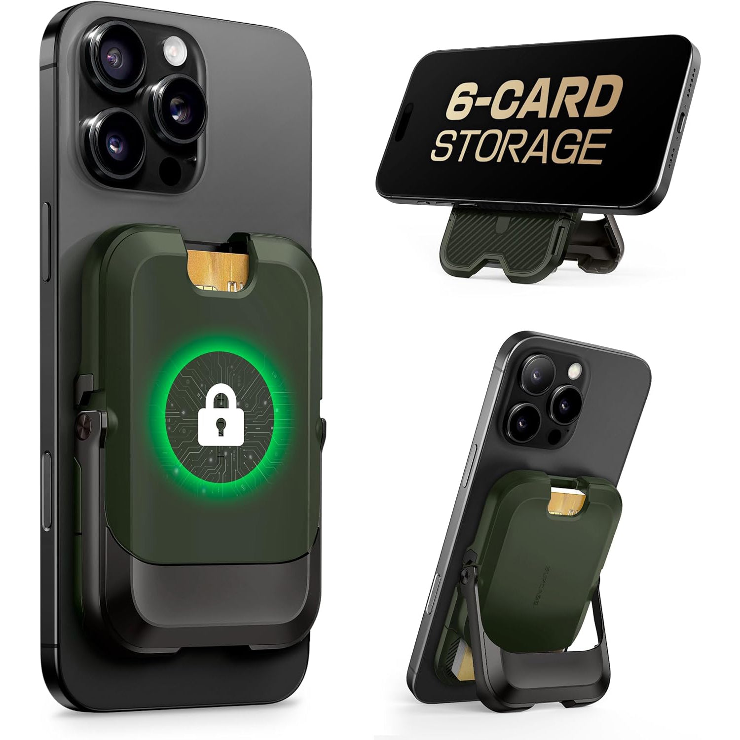 UB Mag Vault Magnetic Wallet with Stand - Battle Green | Slim RFID Blocking Front Pocket Wallet | Perfect for Travel, Work & Everyday Carry (EDC)