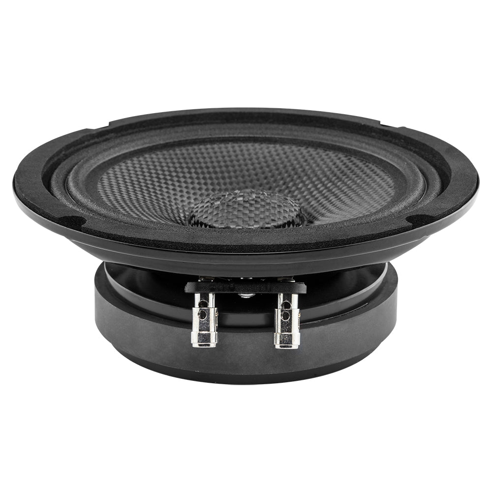 PRO 6.5 Inch Shallow Carbon Fiber Water-Resistant Mid Bass Loudspeaker - 250 Watts RMS, 4 Ohm - Perfect for Marine Audio & Car Audio Systems