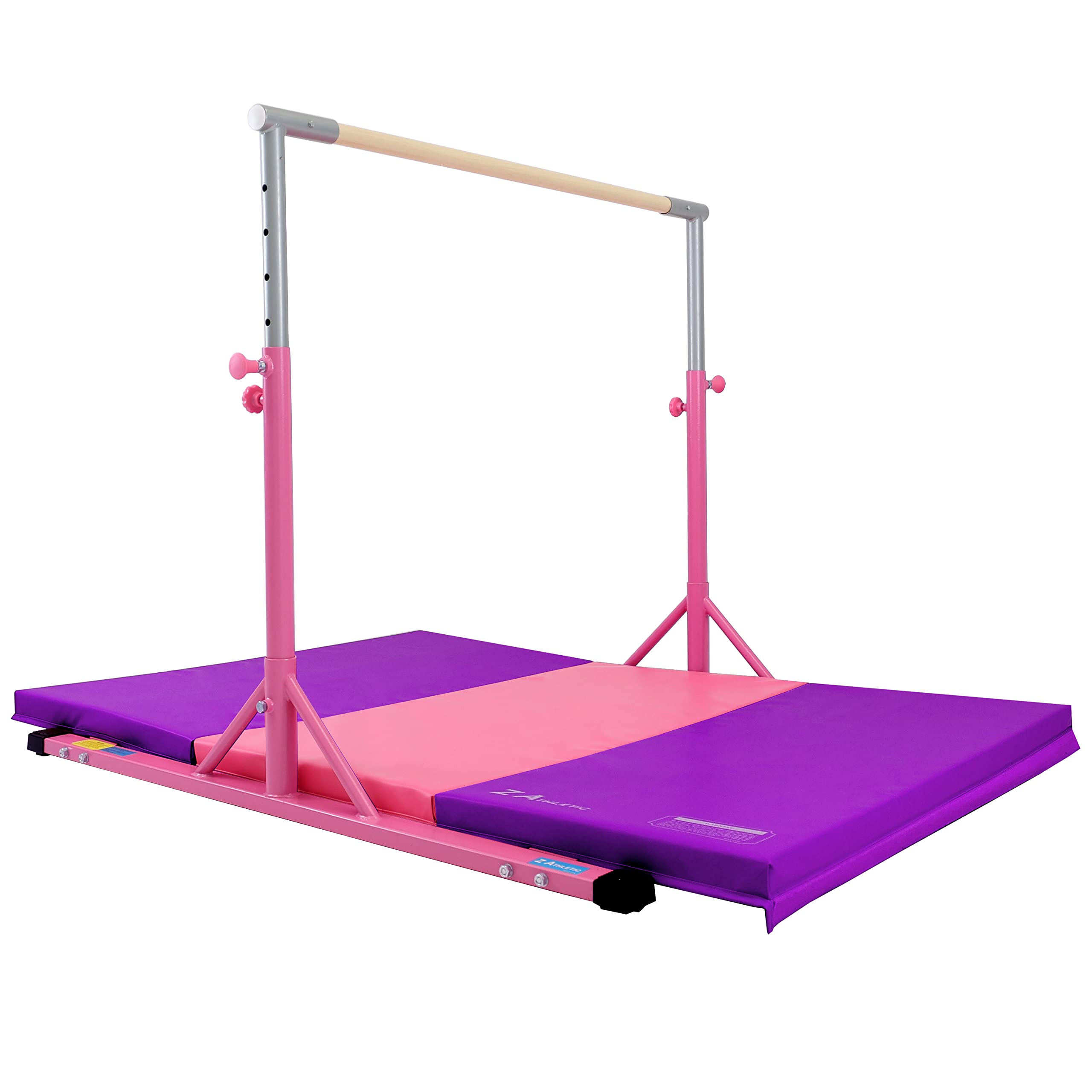Z ATHLETIC Kip Bar and Folding Gymnastics Mat - Adjustable Home Gym Equipment for Kids & Adults - Perfect for Gymnastics Training, Exercise & Play - Indoor/Outdoor Use