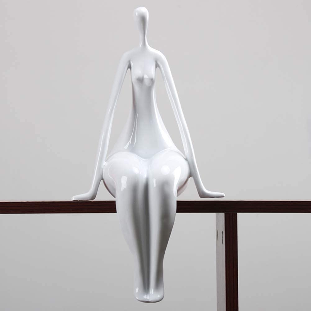 LYYAN Handmade White Resin Abstract Nodding Woman Sculpture - 14.6x7.5 Inch Modern Art Figurine for Home & Office Decor | Elegant Gift for Housewarming, Wedding, Birthday | Perfect for Living Room, Bookshelf, Workspace | Enhance Meditation & Yoga Studio Decor | Feng Shui Home Accessory | Ideal for Contemporary Interior, Zen Spaces, Spa Relaxation & Modern Living Rooms