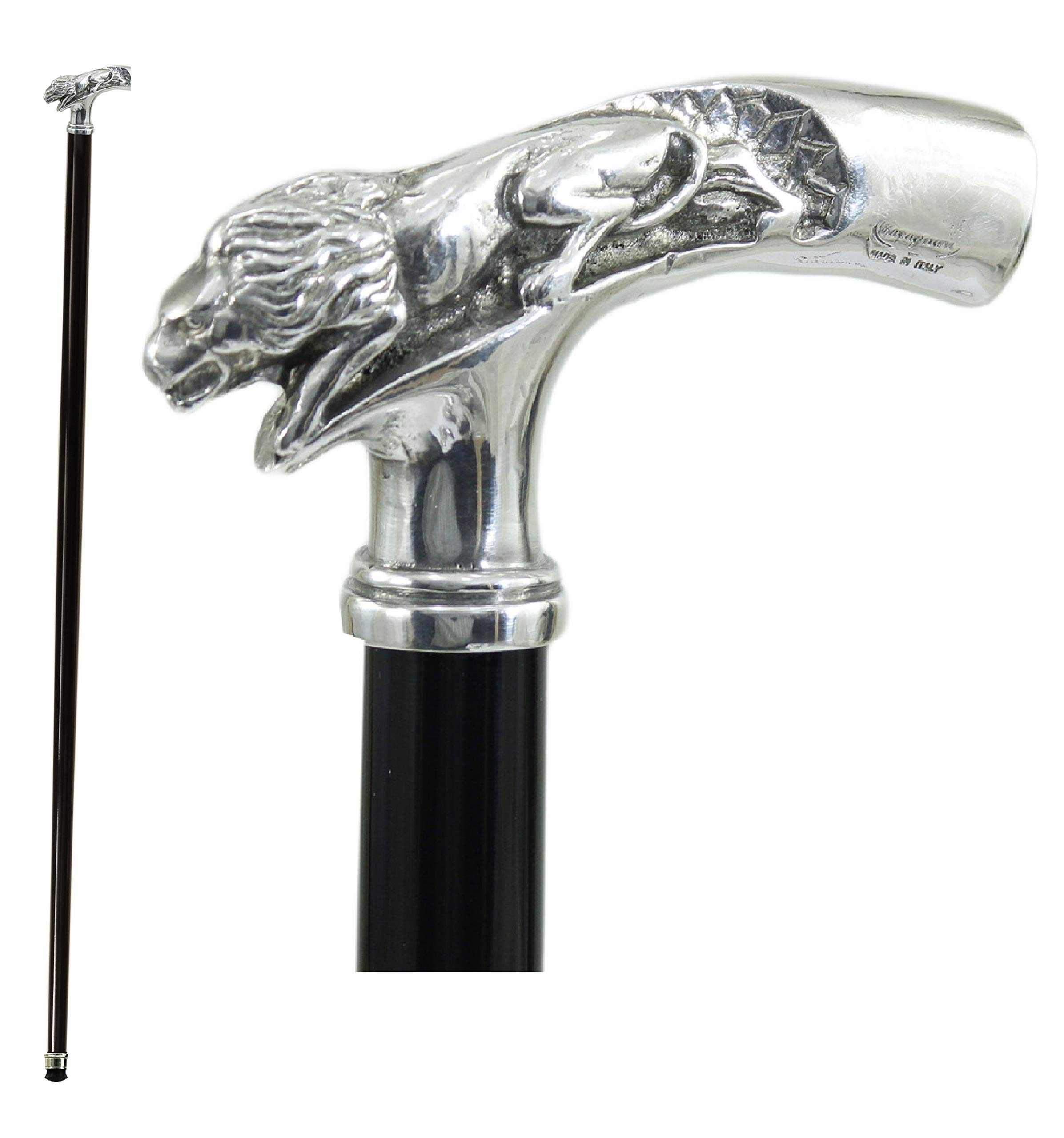 Premium Wood & Pewter Walking Cane for Men & Women - Orthopedic Support, Elegant Lion Head Design for Formal Events & Daily Use - Durable Gentleman's Walking Stick for Weddings, Hiking & Mobility Assistance