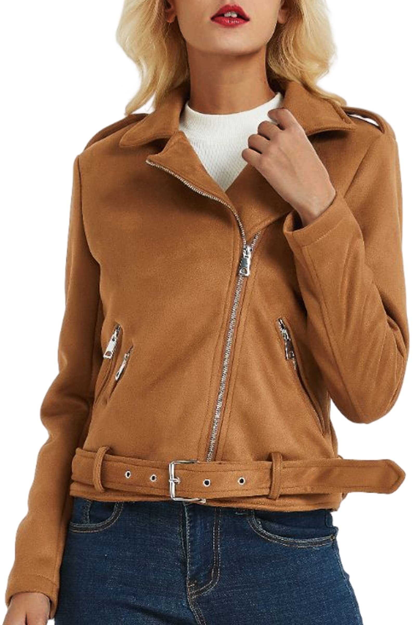 Stylish Women's Faux Leather Jacket - Trendy Motorcycle Biker Coat for Spring & Fall | Perfect for Casual Outfits, Night Out & Riding