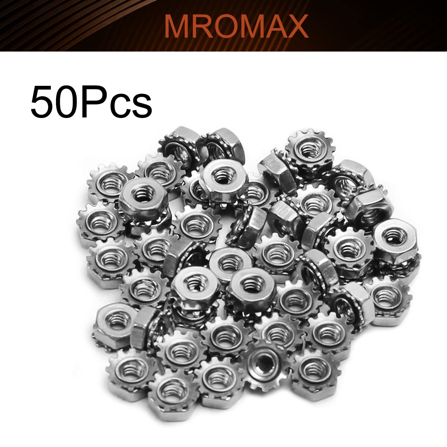 MroMax 4#-40 K-Lock Nuts, 304 Stainless Steel Keps Lock Nuts (50Pcs) - Silver Hardware Fasteners for Machinery, Furniture & Electrical Appliances | Secure Fastening Solution for DIY Projects & Industrial Use