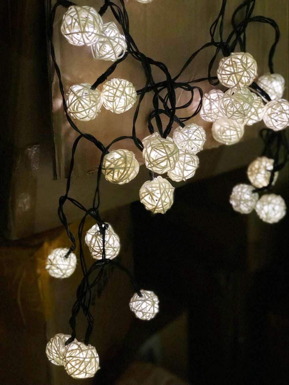 Solar Powered Fairy String Lights - 20FT 30LED Waterproof Rattan Ball Lights for Outdoor Garden, Indoor Christmas Party Decor | Perfect for Patio, Wedding, Backyard, Holiday & Home Decoration (White)