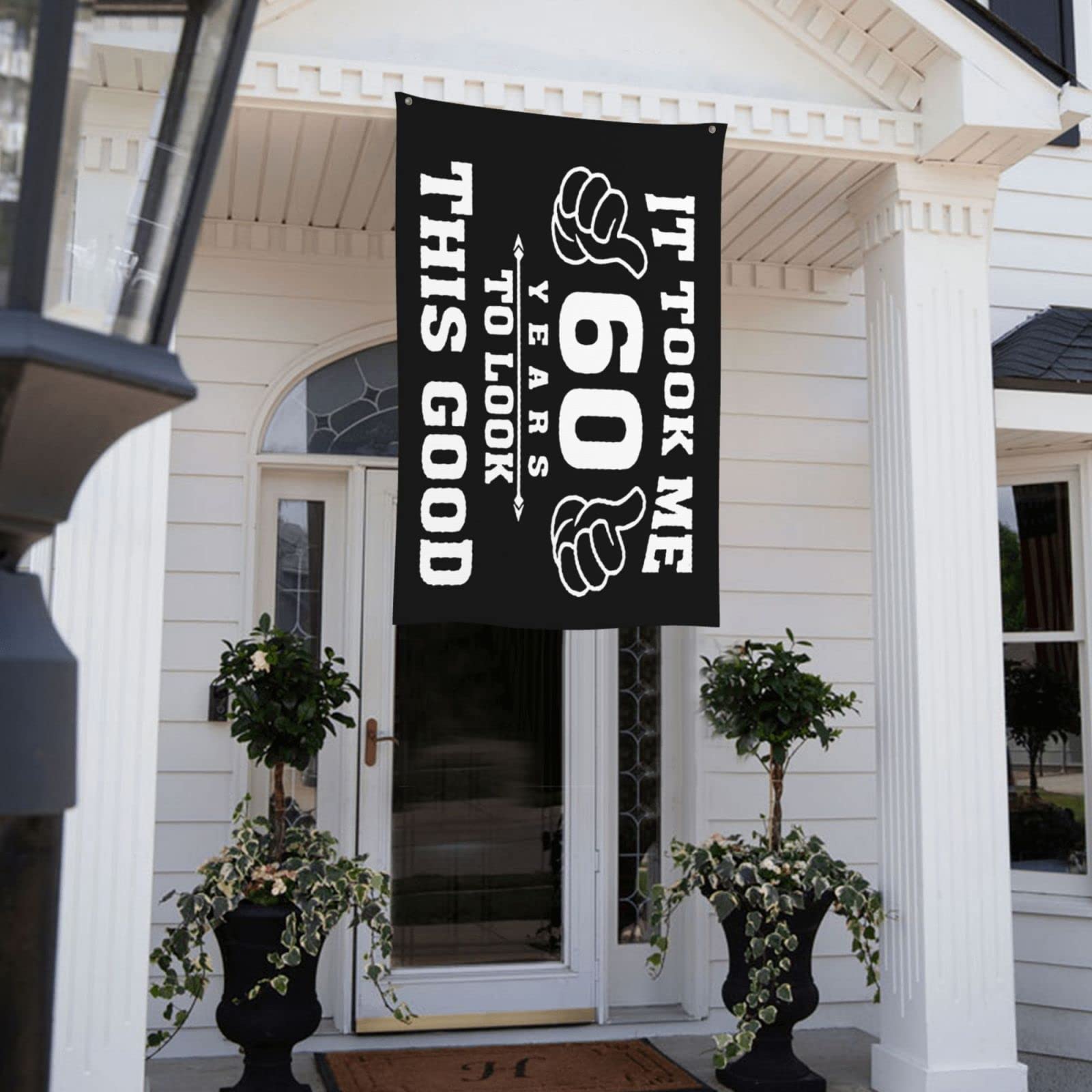 Vintage 'It Took Me 60 Years To Look This Good' Flag - 4x6 Ft Outdoor/Indoor Decor for Dorm, Garden, Wall Art & Tapestry - Perfect for Parties, Home Decor & Vintage Lovers