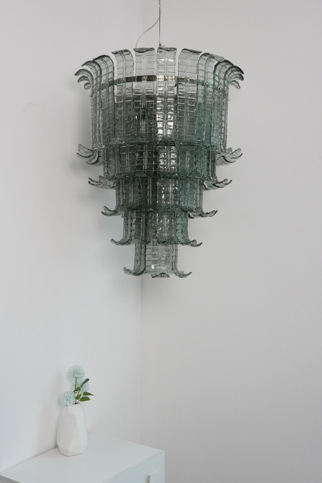 Elegant Cascade Murano Glass Chandelier - Handcrafted Italian Lighting Fixture for Dining Room, Living Room & Bedroom Decor
