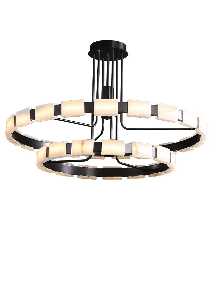 Elegant Spanish Marble LED Chandelier - Modern Crystal Ceiling Light Fixture for Dining Room, Living Room & Bedroom Decor