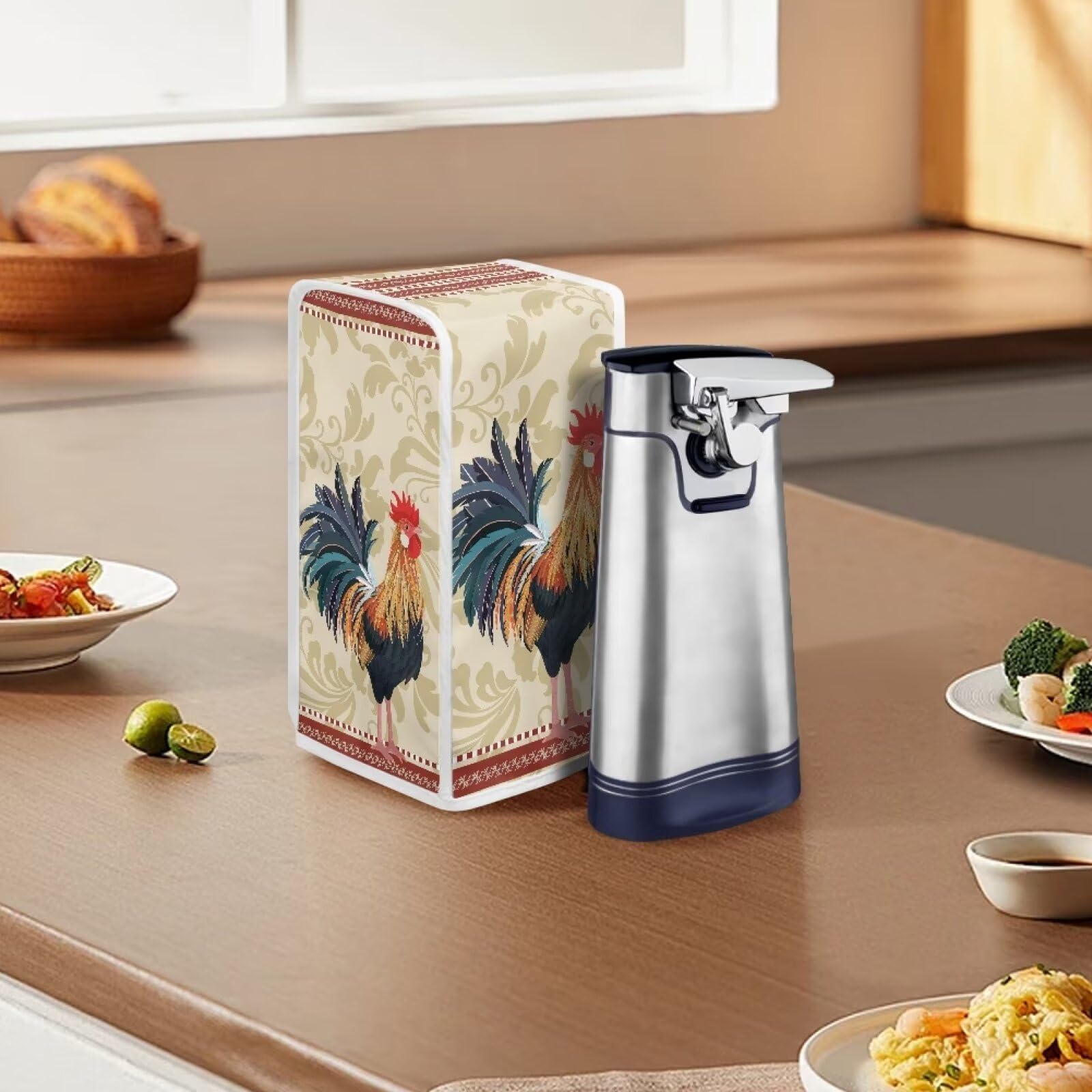 Premium Aztec Southwestern Electric Can Opener Cover - Rooster Design Dust Protector for Kitchen Appliances | Perfect for Southwestern, Navajo & Rustic Home Decor | Use in Kitchens, Pantries & Dining Areas