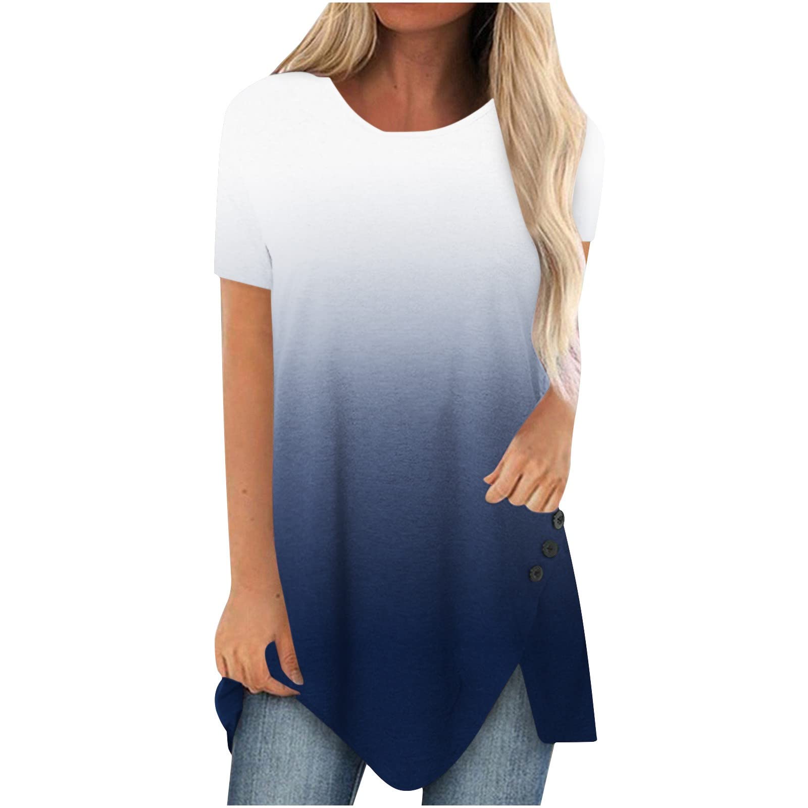 Women's Casual T-Shirts - Summer Cute Printed Tee, Loose Fit Plus Size Short Sleeve Blouse, Sexy & Comfortable Tunic Top for Everyday Wear, Outing & Vacation
