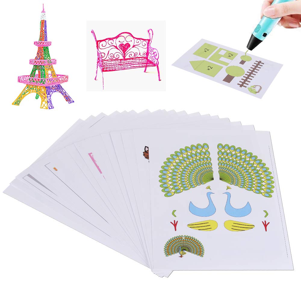 3D Printer Drawing Paper - SHONCO 20pcs Design Paper Molds for 3D Drawing Practice | Perfect for DIY Art Projects, School STEM Activities & Creative Model Making