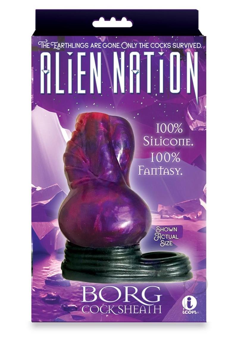Alien Nation Borg Silicone Sheath - Purple & Blue Adult Pleasure Sleeve for Enhanced Sensation - Perfect for Couples Play & Solo Exploration