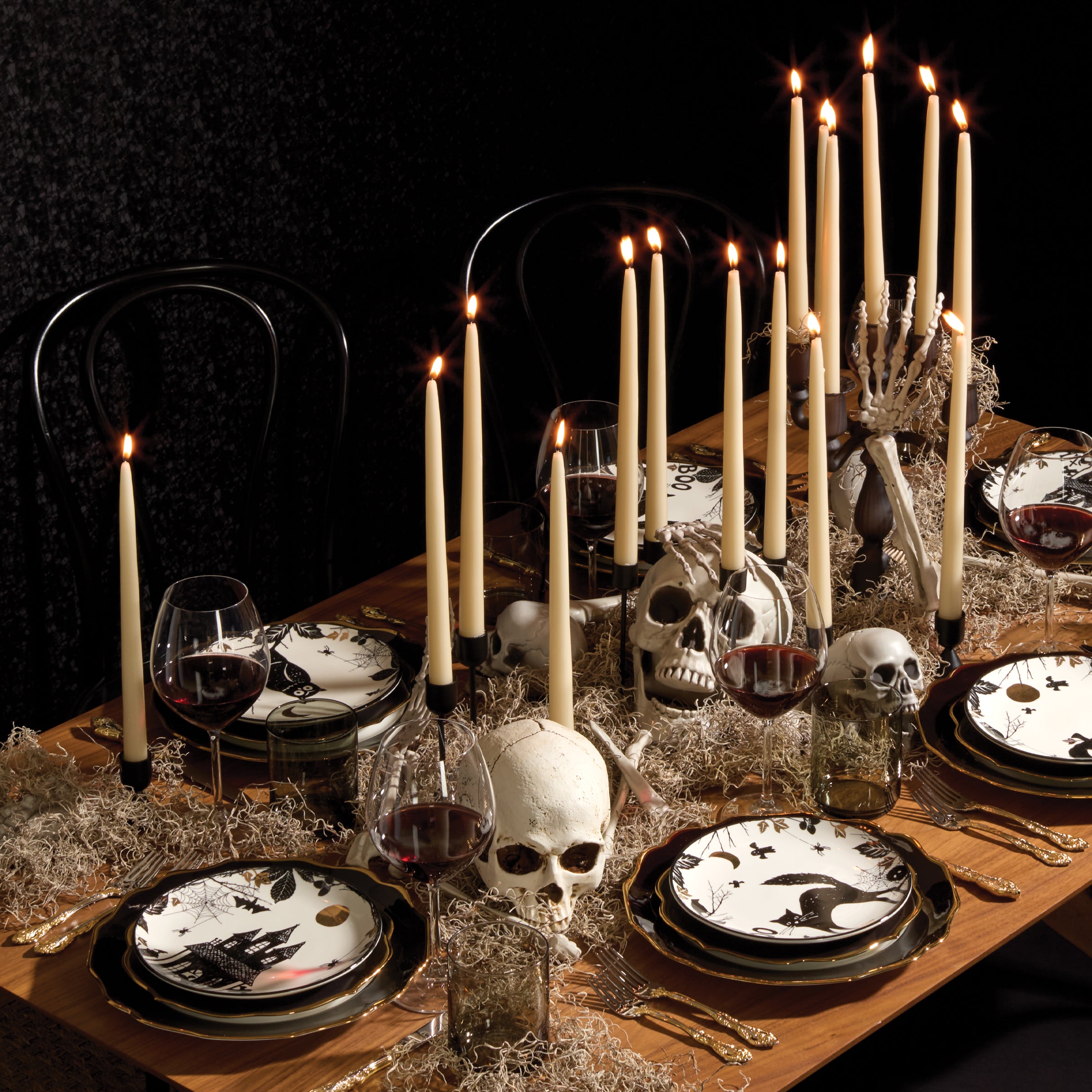 Kent Small Black Candlestick Wreath - Elegant Home Decor for Christmas, Weddings & Table Centerpieces