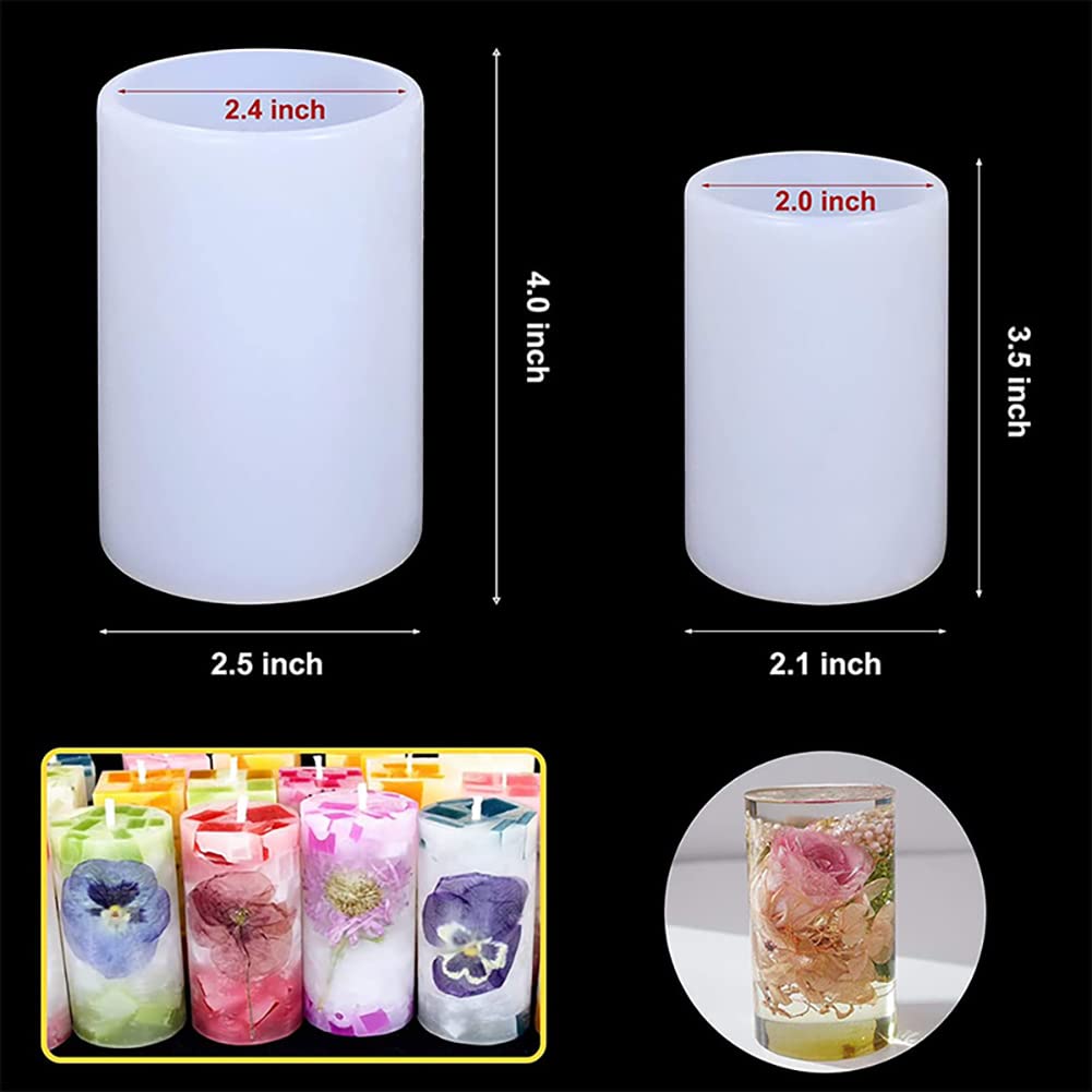 5Pcs Silicone Cylinder Candle Molds Set (20mm/30mm/40mm/50mm/60mm) - DIY Pillar Candle Making, Epoxy Resin Casting, Soap Molds for Home Decor, Wedding & Holiday Crafts
