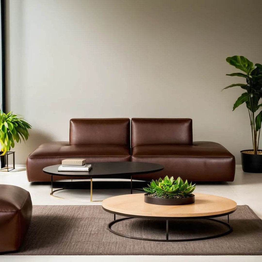 Giacomo Modern Faux Leather Armless 3-Seater Sofa - Stylish Sectional Couch for Small Spaces, Living Room, Office or Apartment