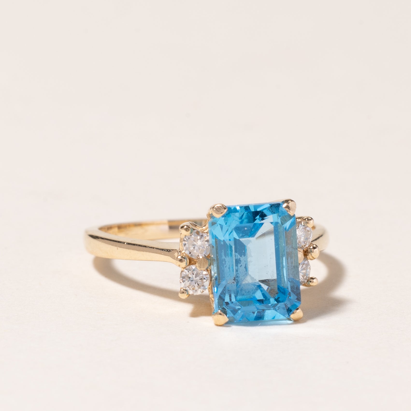 14K Yellow Gold Topaz Cocktail Ring - 2.04ct Natural Topaz & 0.14ctw Diamond Accents - Size 4.5 - Elegant Statement Jewelry for Parties, Weddings & Special Occasions