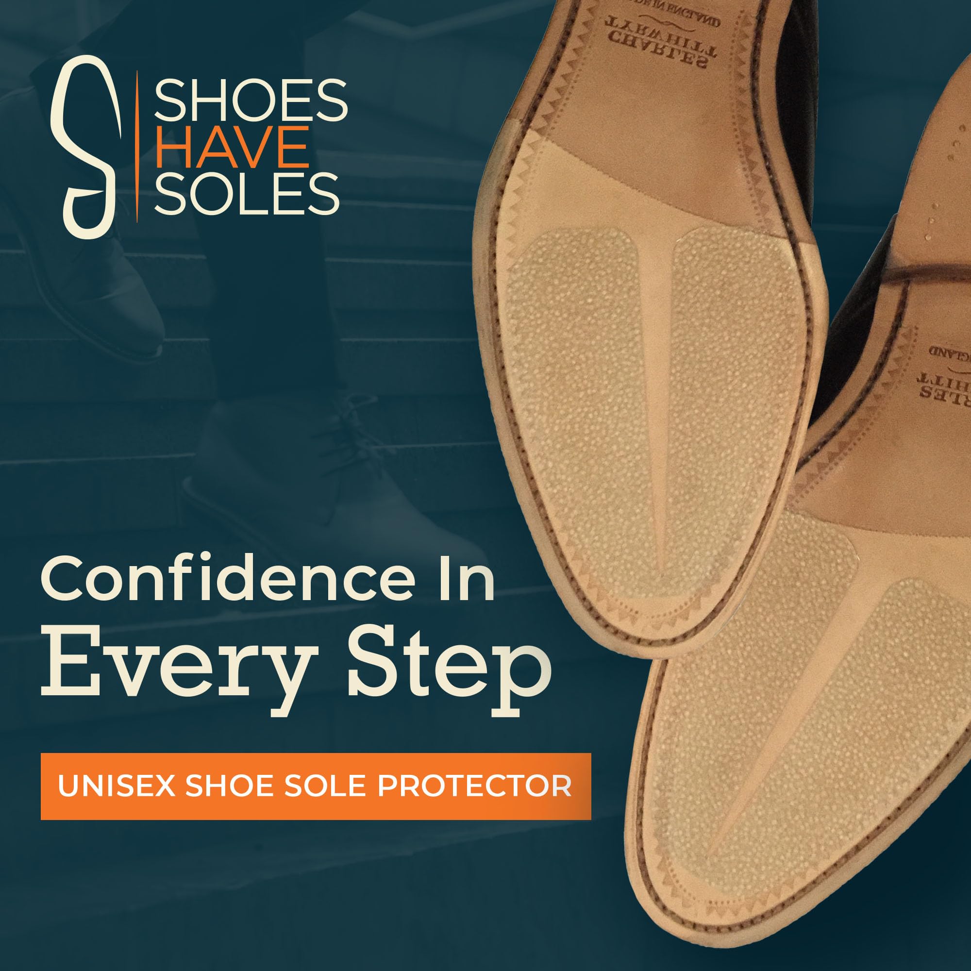 Anti-Slip Transparent Sole Protectors for Men & Women - Non-Slip Shoe Grips (US 10-12/EU 43-46) - Durable Shoe Sole Protection Pads to Prevent Wear & Save Money - Perfect for Work, Sports & Everyday Use
