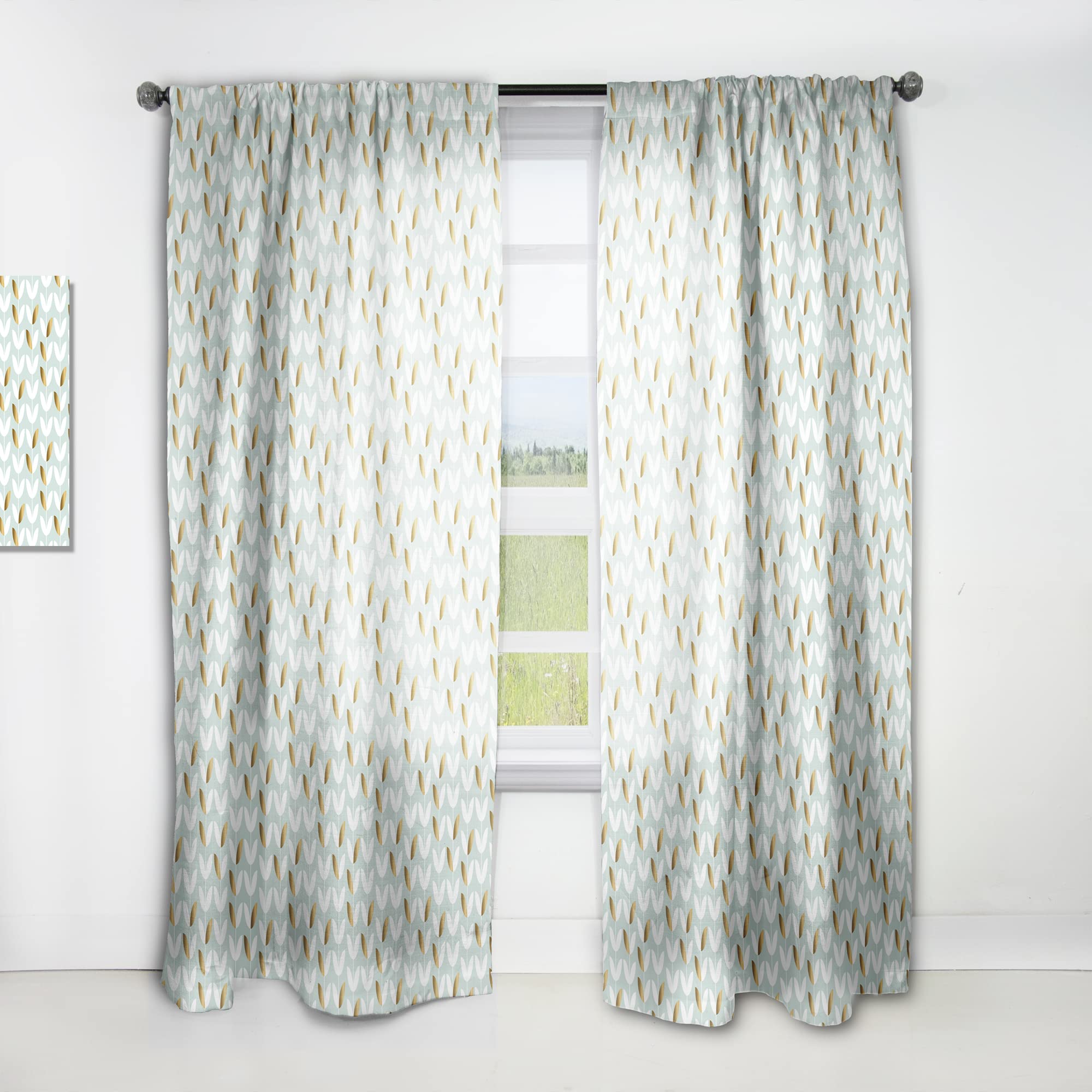 DesignQ Golden Foliage X Thermal Insulated Curtains - Single Panel 52x120 Inches - Elegant Window Drapes for Bedroom & Living Room - Energy Saving & Blackout for Home Decor