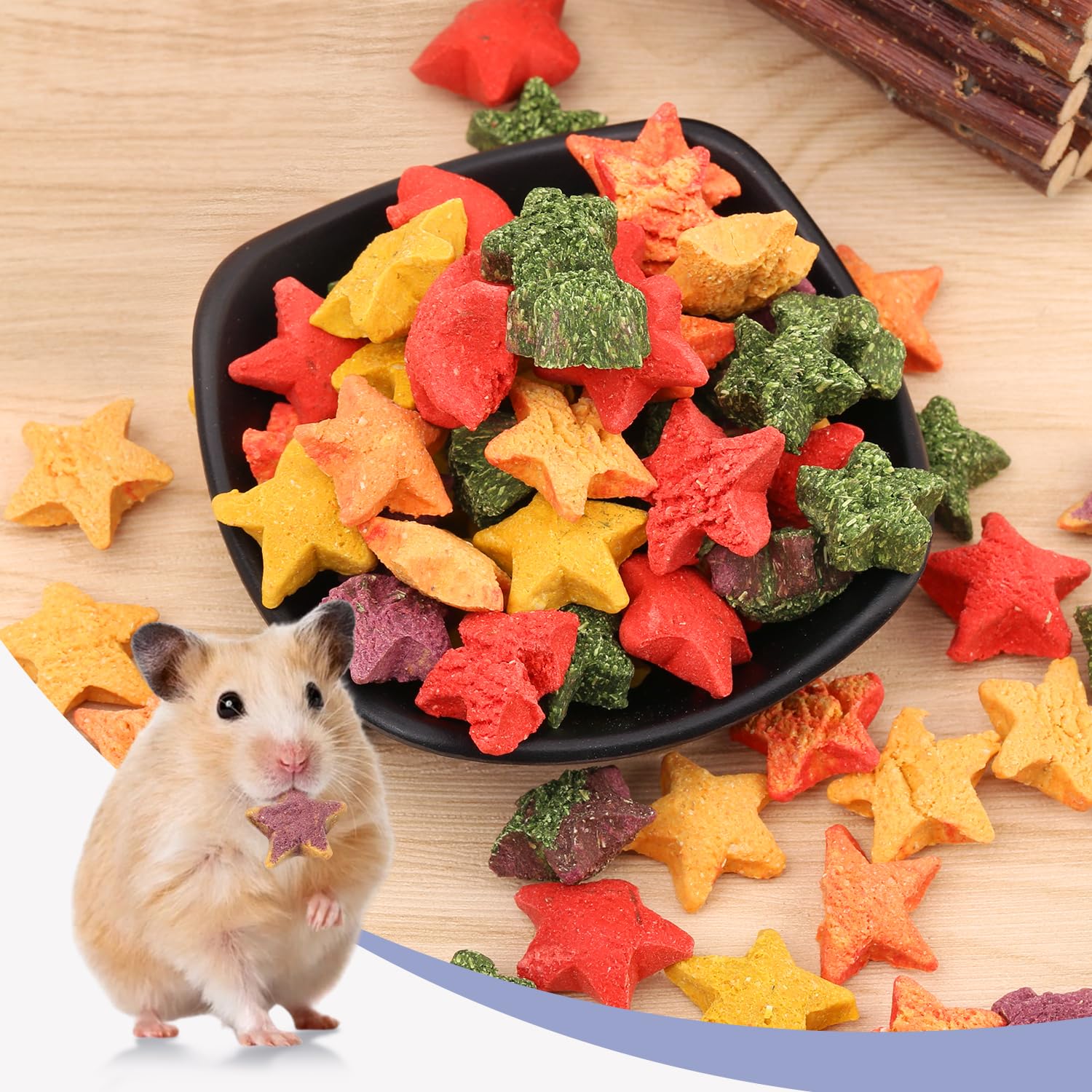 Healthy Mini Star Rabbit Treats - Natural Snacks for Rabbits & Small Pets - Chew Toys for Dental Care