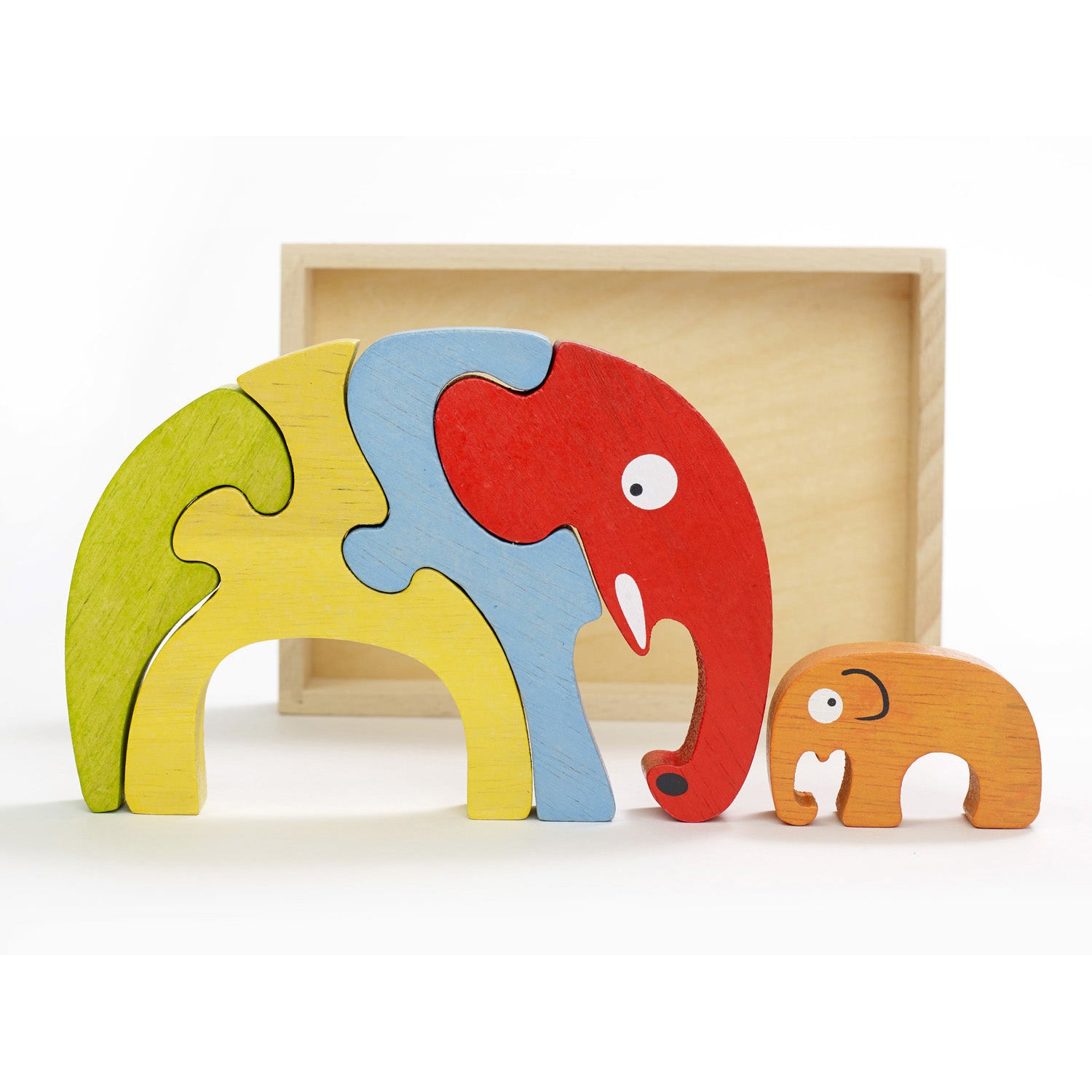 BeginAgain Elephant Family Puzzle - Wooden Animal Puzzle for Kids, Educational Toddler Toys for Learning & Fun - Perfect for Preschool Playtime & Family Bonding Activities