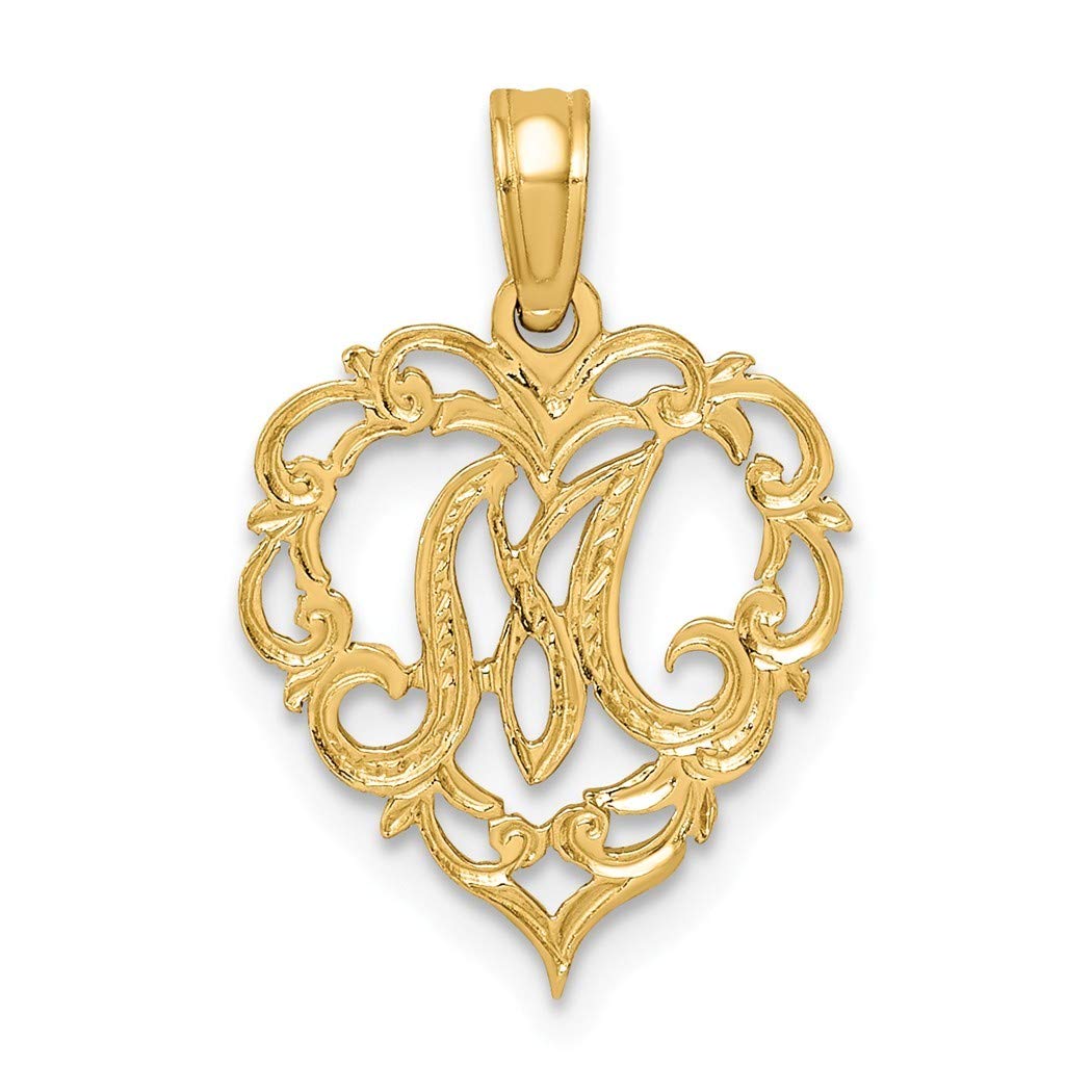14K Gold Personalized Monogram Initial Necklace - Custom M Letter Heart Pendant Jewelry for Women | Romantic Gift for Her, Anniversary, Valentine's Day, Birthday Present