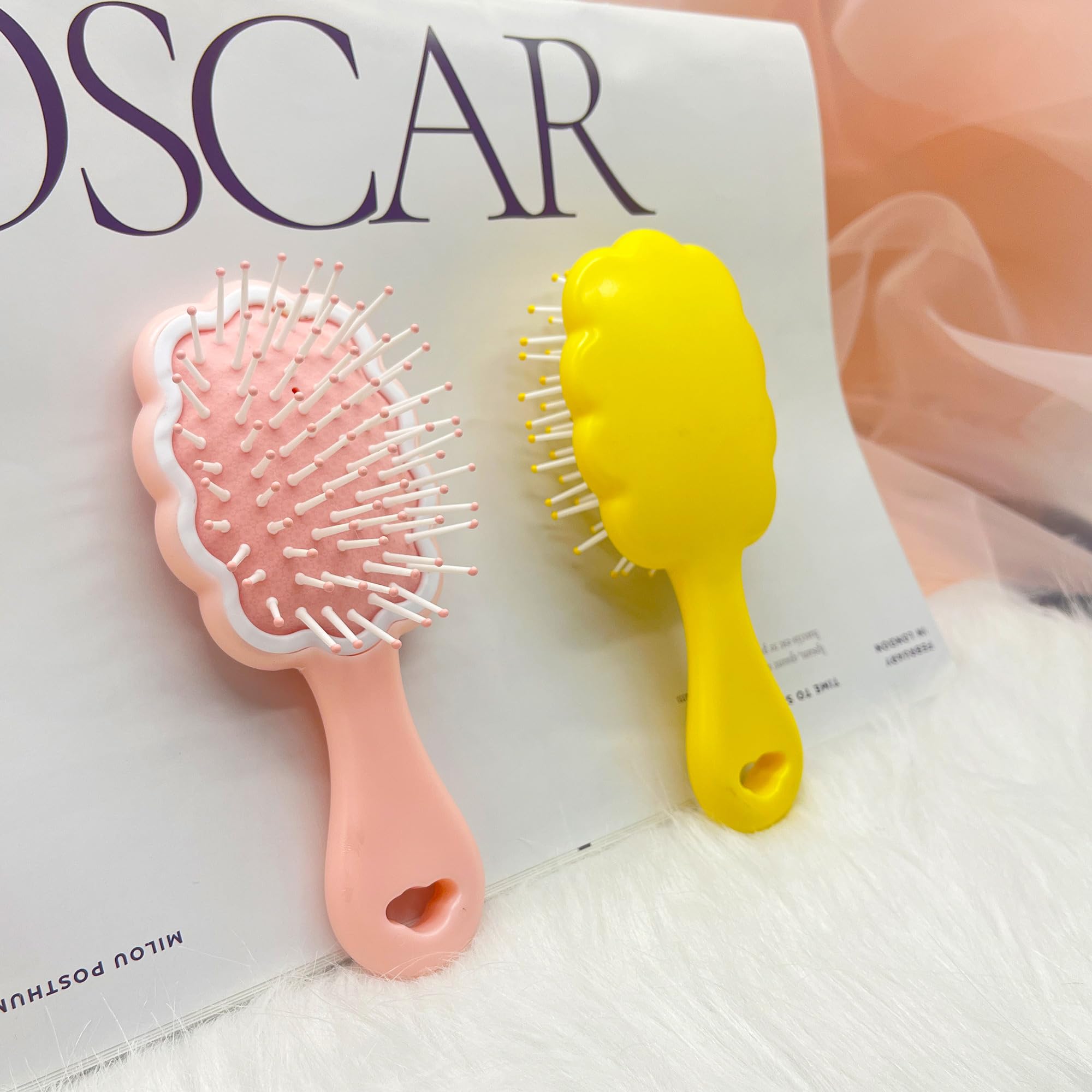 Mini Wet Hair Brush & Detangling Comb Set - 2 Piece Cloud Shaped Hairbrush for Women, Girls & Kids - Travel & Shower Use with Air Cushion for Dry/Wet Hair - Gentle Massage & Pain-Free Styling (Pink) - Perfect for Home, Travel & Salon Use