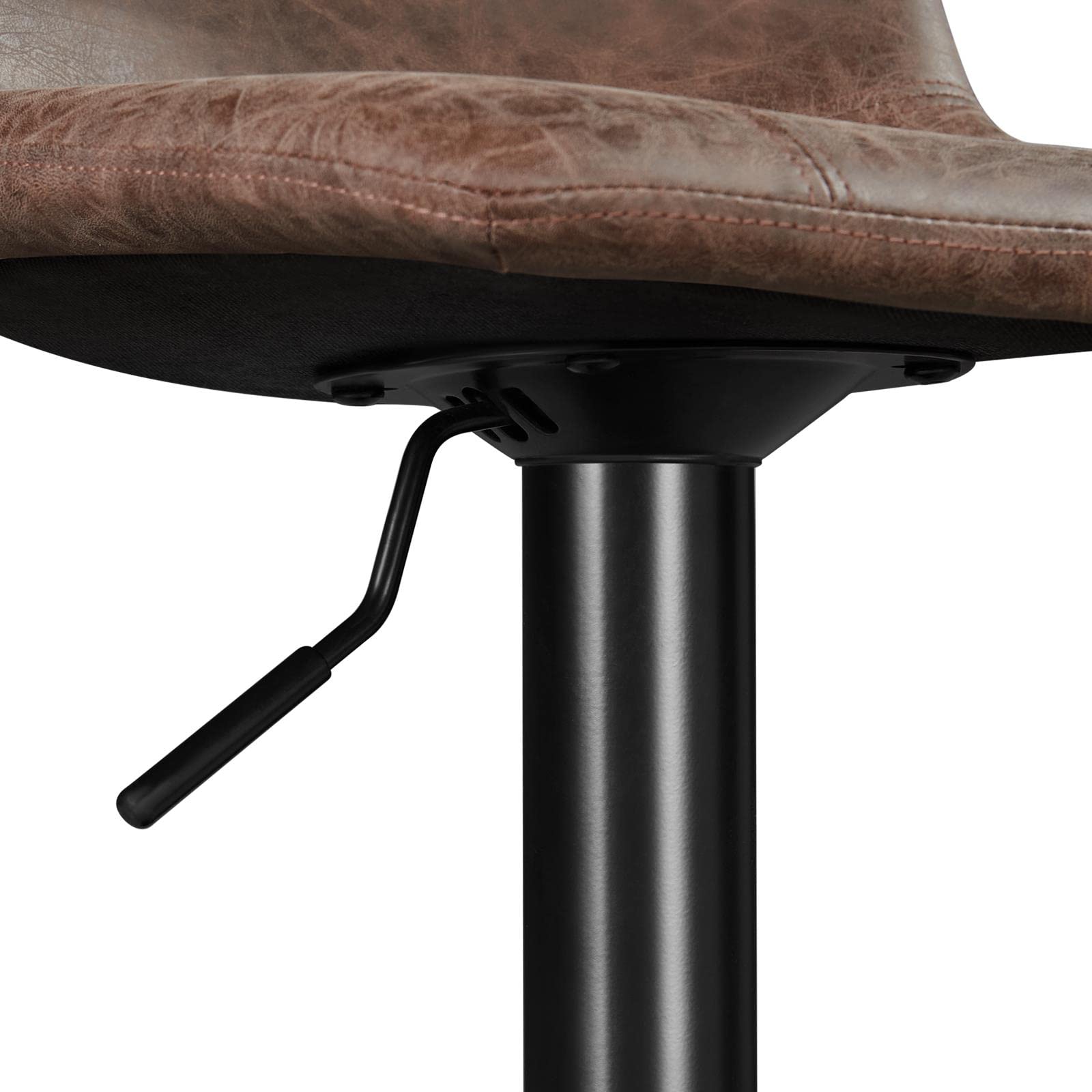 Vintage Retro Rustic Swivel Bar Stools Set of 2 - Adjustable Height Kitchen Counter Stools for Dining Room, Bar & Pub - Brown Wooden Bar Chairs with Arts Design