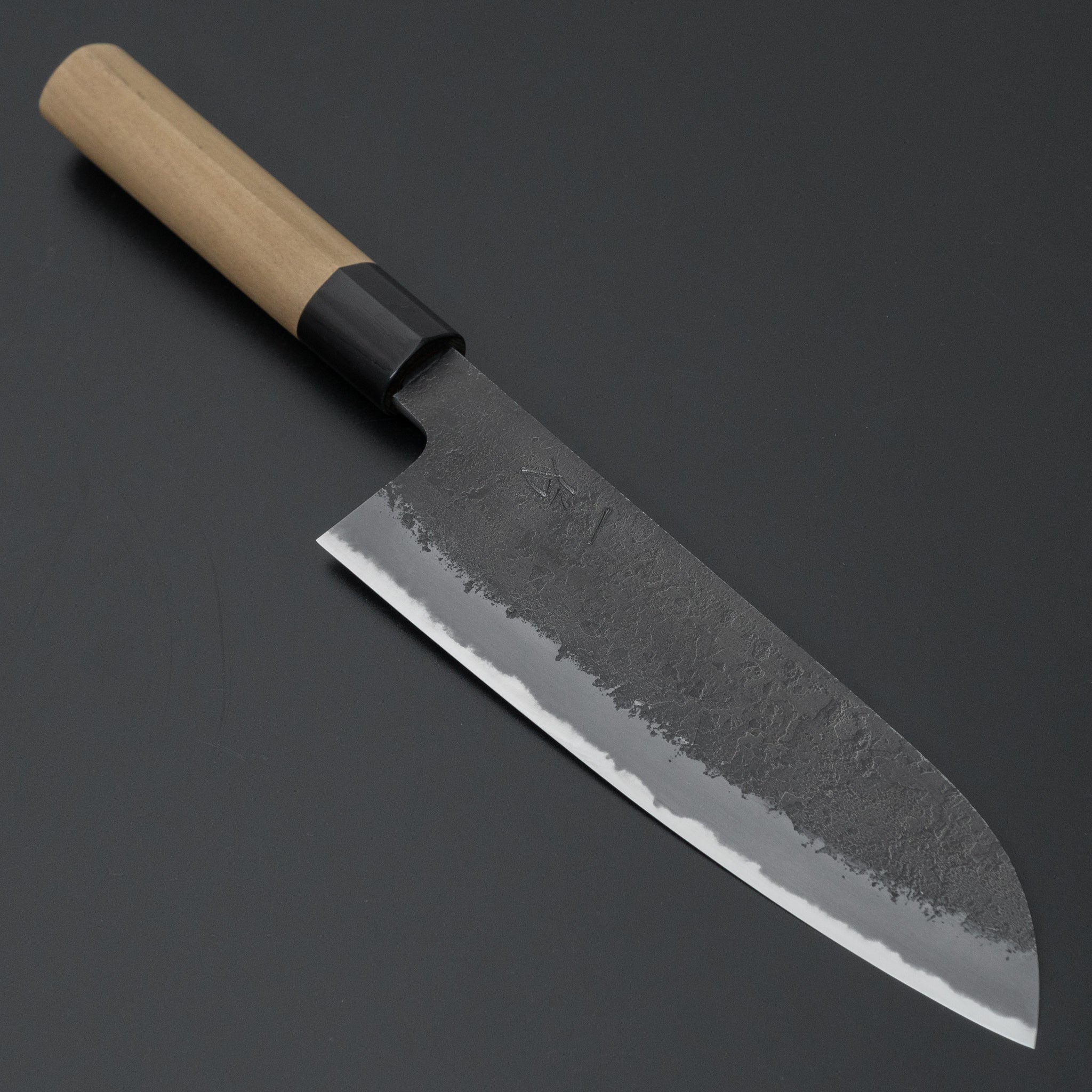 Premium Hitohira Hinode Nashiji White #2 Santoku Knife 180mm - Japanese Chef Knife with Taihei Ho Wood D-Shaped Handle - Perfect for Slicing, Dicing, and Chopping Vegetables, Meat, and Fish in Professional Kitchens & Home Cooking