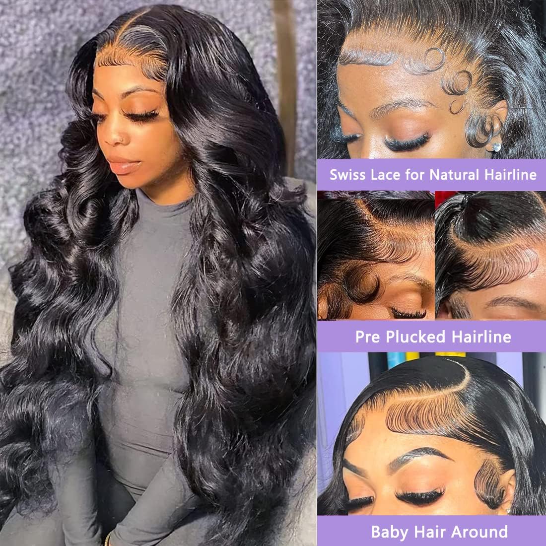 28 Inch Body Wave HD Lace Front Wigs Human Hair 180% Density 13x4 Lace Frontal Wig - Pre Plucked Glueless Human Hair Wig with Baby Hair for Women (Natural Black) | Perfect for Daily Wear, Cosplay & Special Occasions