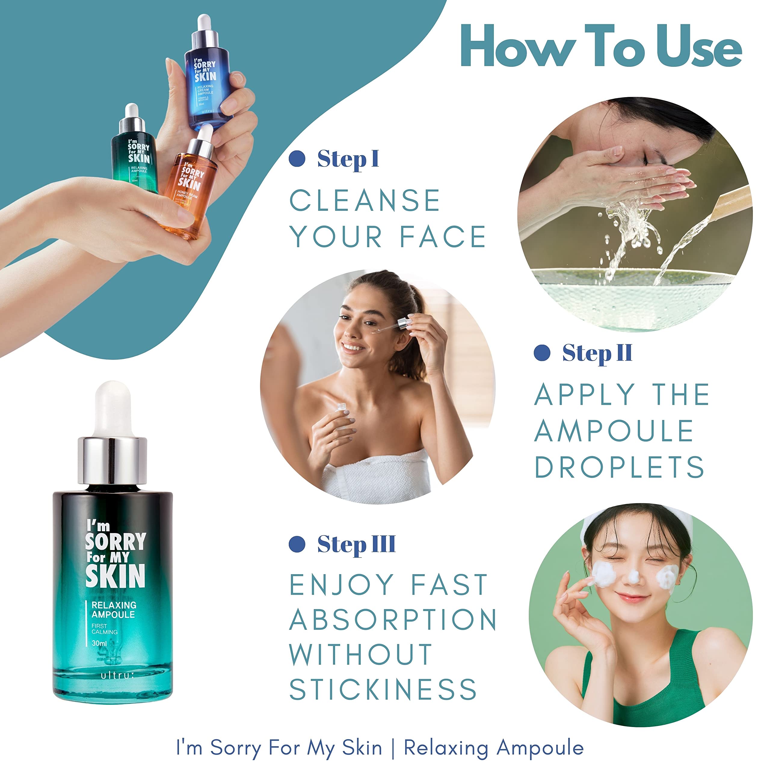 Korean Anti-Aging Serum | I'm Sorry For My Skin Relaxing Ampoule 30ml - Wrinkle Reduction, Deep Hydration & Skin Repair | Perfect for Night Routine & Daily Skincare Regimen