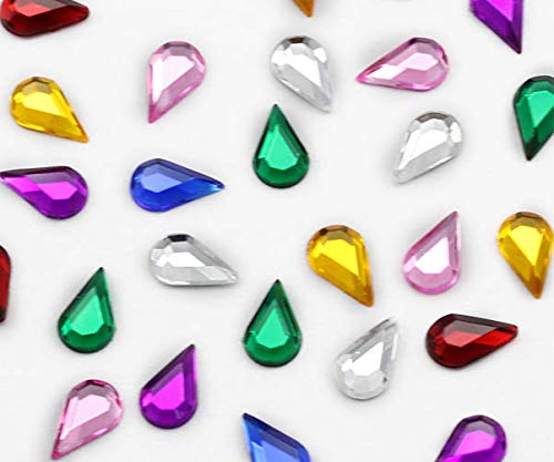 Allstarco 10x6mm Flat Back Teardrop Acrylic Rhinestones - 100pcs Pink Fuchsia H108 Plastic Gems for Jewelry Making, DIY Crafts, Costume Accessories, Cosplay & Card Embellishments - Perfect for Nail Art, Scrapbooking & Home Decor