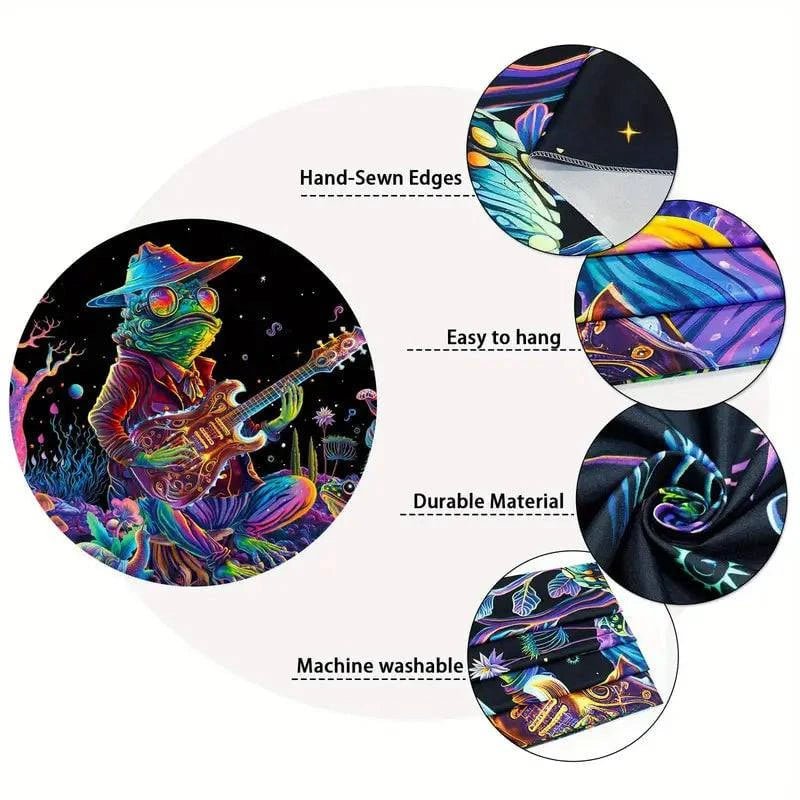 Frog Vibes Official UV Glow Tapestry - Psychedelic Wall Art Decor for Bedroom, Dorm & Party (Blacklight Reactive)