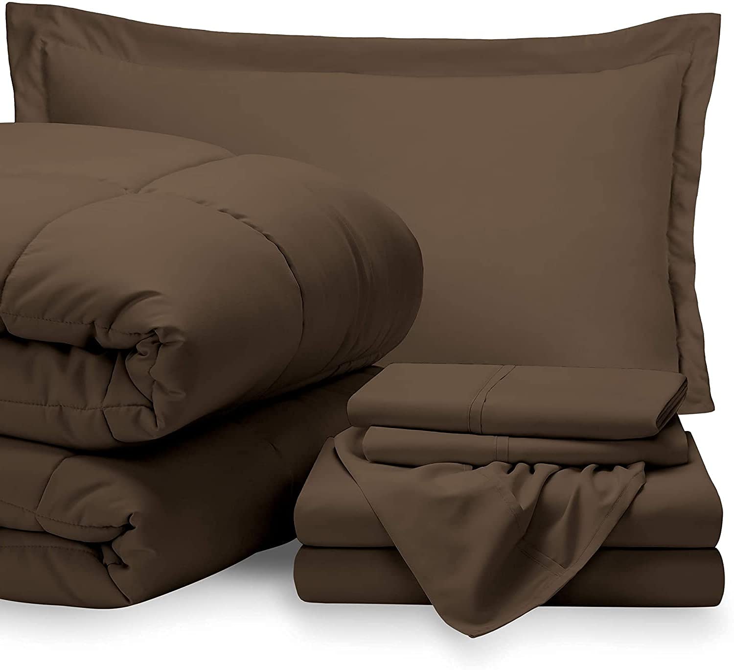 Luxury 7-Piece King Size Bed-in-a-Bag Comforter Set - 600 Thread Count 100% Cotton Deep Pocket (18