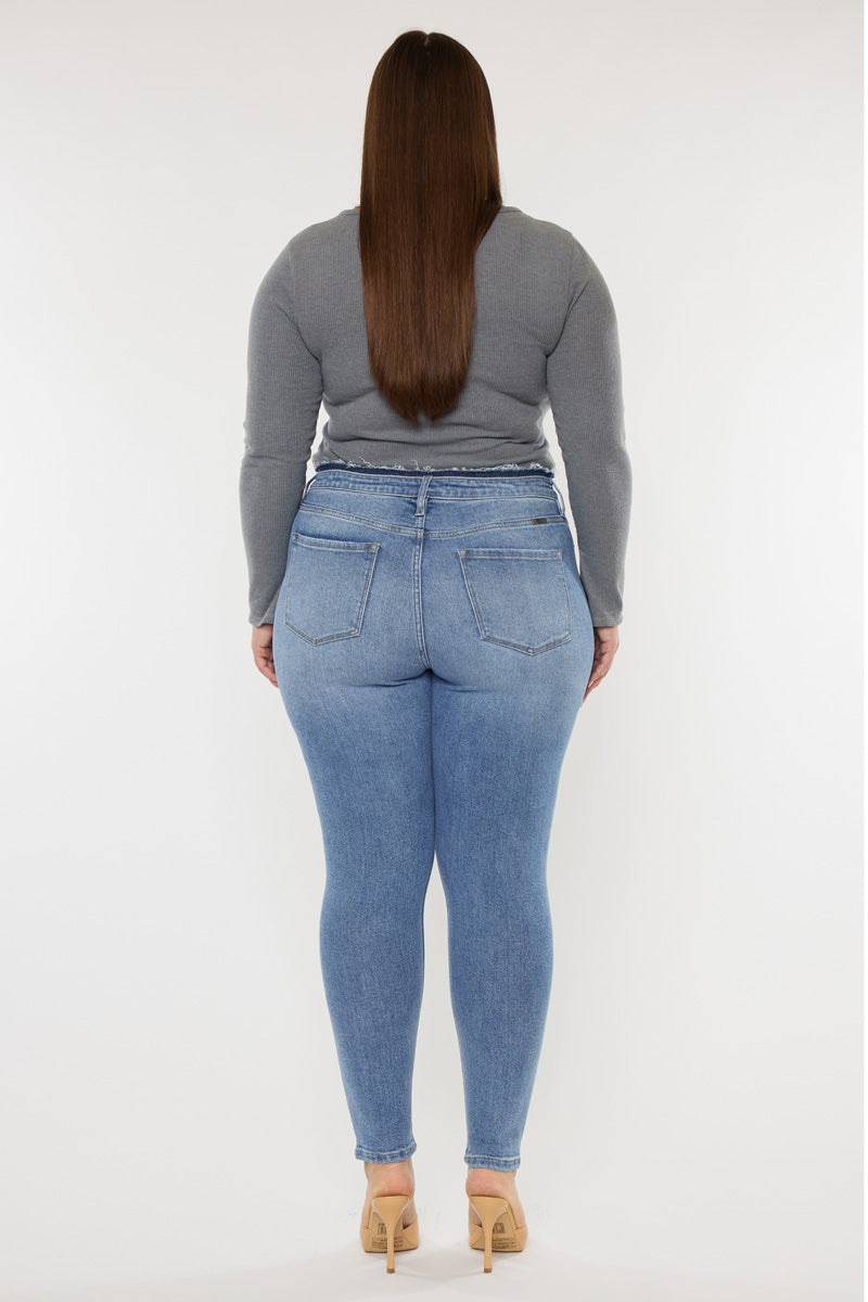 Ivory High Rise Super Skinny Jeans for Women - Plus Size Stretch Denim Pants, Comfortable & Flattering Fit - Perfect for Casual Wear, Office Outfits and Night Out
