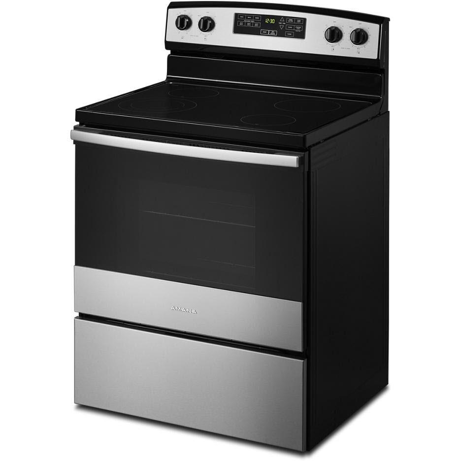 Amana 30 Inch Freestanding Electric Range YAER6603SMS - Stainless Steel Oven with 5 Burners, Convection Bake & Self-Cleaning - Perfect for Home Kitchen, Baking & Family Cooking