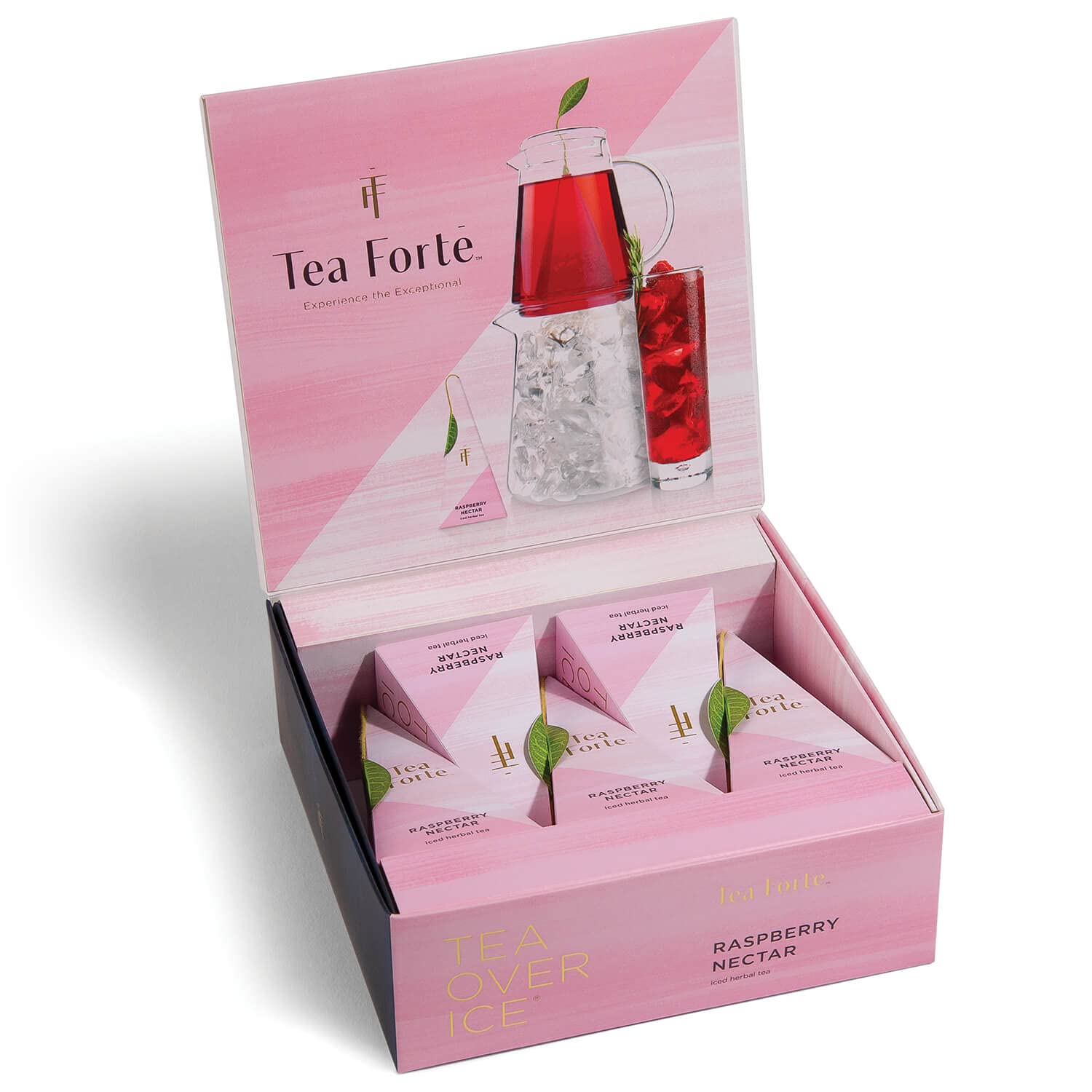 Premium Herbal Iced Tea Bags - Tea Forte Raspberry Nectar, 5 Count Individually Wrapped Pyramid Infusers (Steeps 24 oz Each) | Handcrafted for Refreshing Summer Drinks, Iced Tea Parties & Relaxing Afternoons