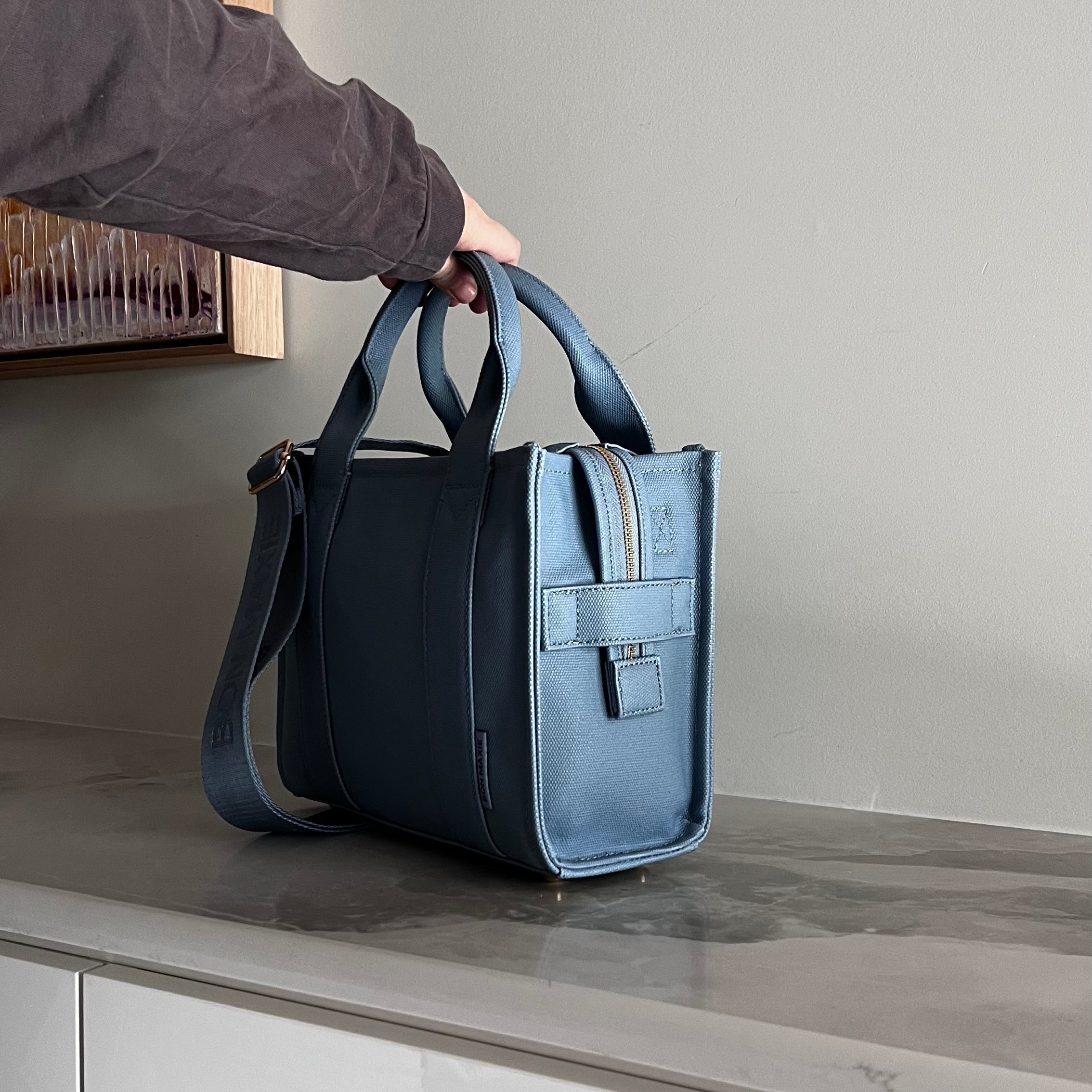 Stylish Micro Bon Vivant Structured Denim Tote Bag for Women - Perfect for Work, Travel, and Everyday Use