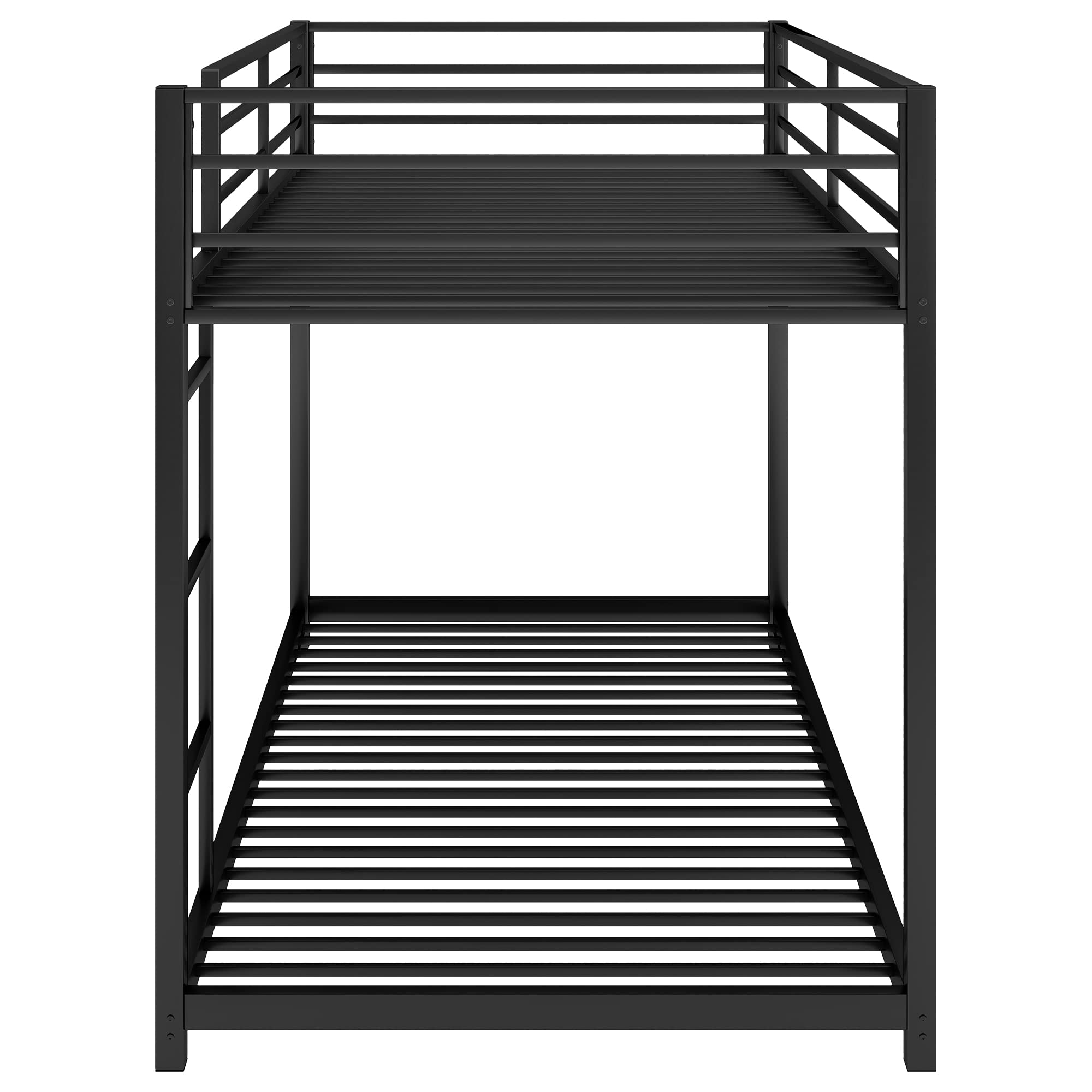 Sturdy Metal Twin Over Twin Bunk Bed Frame with Safety Guard Rails & Ladder - Heavy Duty Bunk Bed for Kids, Teens & Adults - No Box Spring Needed (Black) - Perfect for Small Spaces, Dorms, Guest Rooms & Kids' Bedrooms