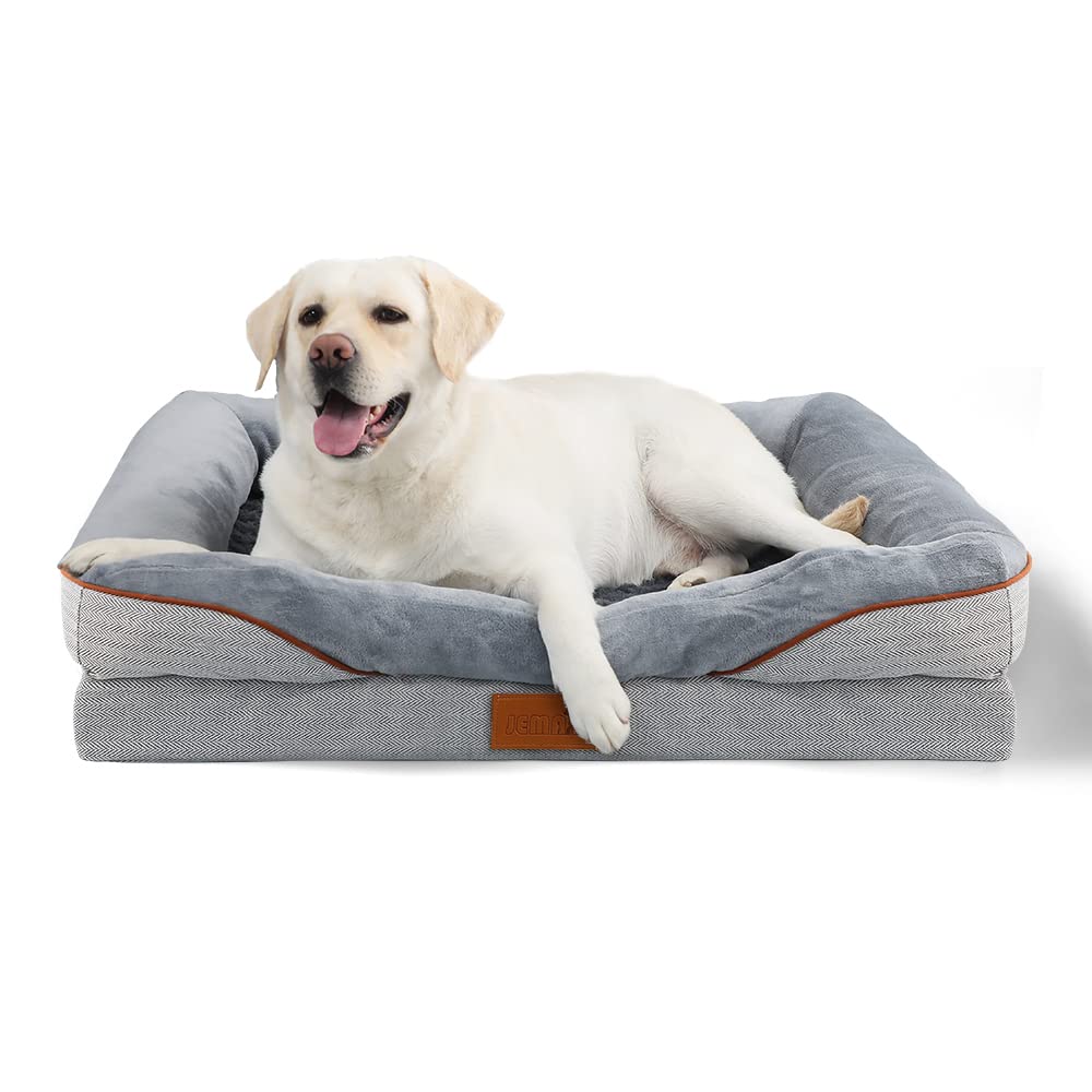 **JEMA Orthopedic Dog Bed for Large Dogs - XL Memory Foam Pet Bed with Removable Washable Cover, Supportive Chaise Sofa Crate Mat - Perfect for Arthritis, Joint Pain & Senior Dogs - Ideal for Living Room, Bedroom & Crate**