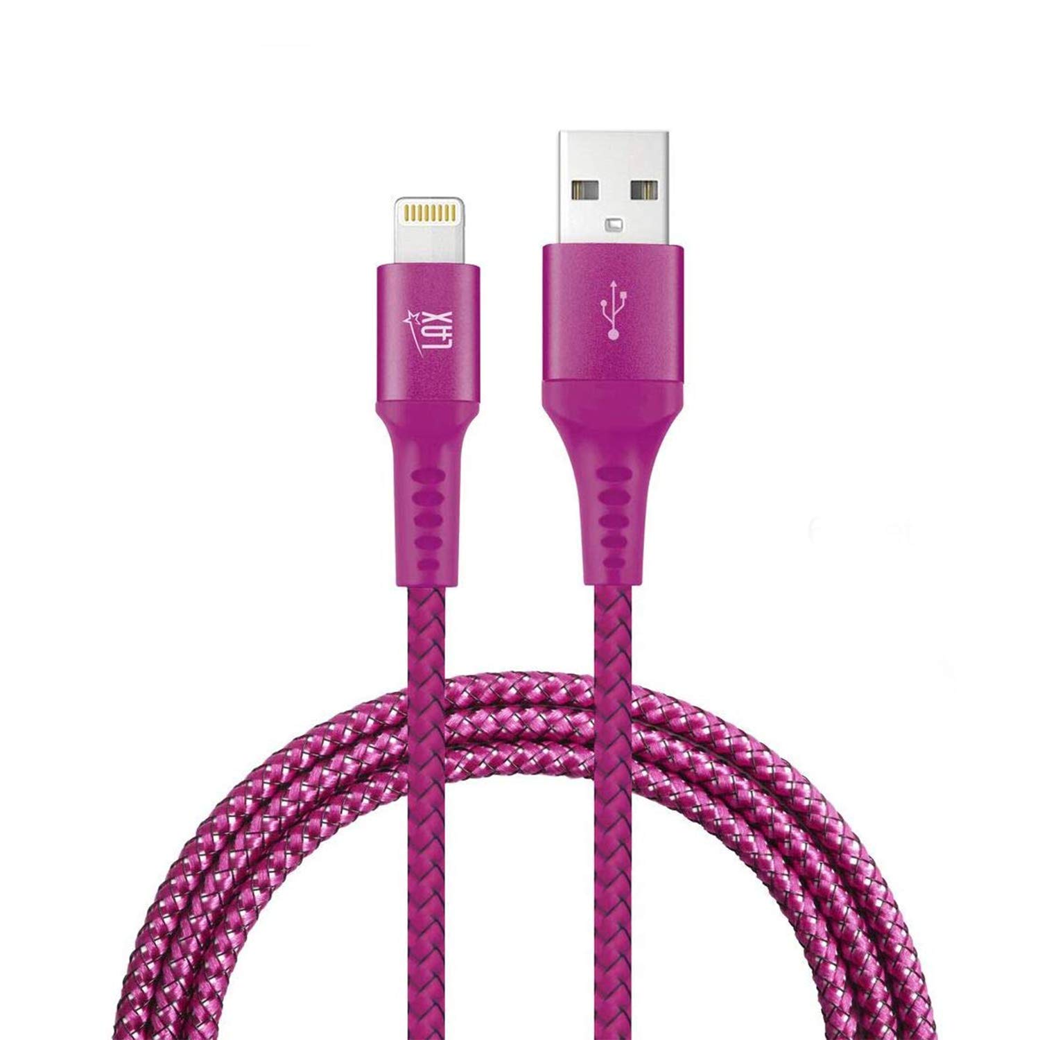 LAX MFi Certified iPhone Charger - Durable Braided Lightning to USB Cable for iPhone 11/12/13/14 Pro Max/XS/X/8/7, iPad & iPod | Fast Charging & Data Sync | Perfect for Home, Office & Travel Use