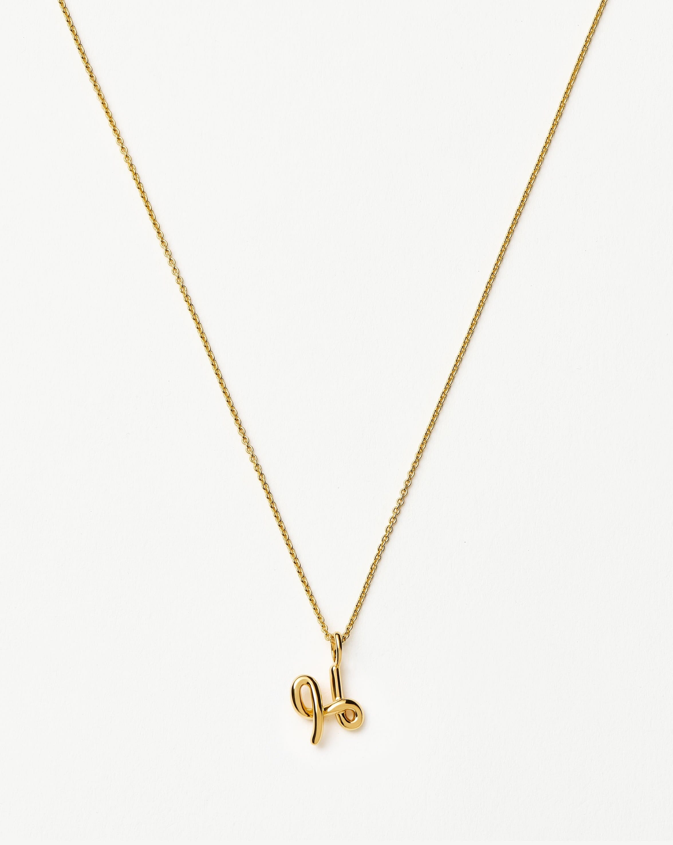 Curly Molten Mini Initial Necklace - Personalized 18K Gold Vermeil Jewelry for Women | Dainty Layering Necklace, Gift for Her, Birthday, Anniversary, Valentine's Day