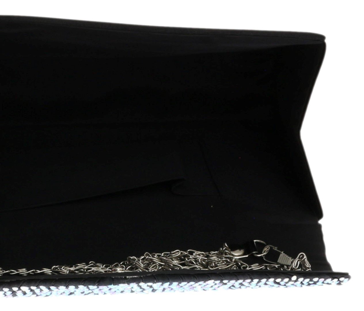 Elegant Pleated Satin Clutch Bag with Diamante Shoulder Chain - Women's Formal Evening Handbag for Prom, Wedding, Party & Special Occasions