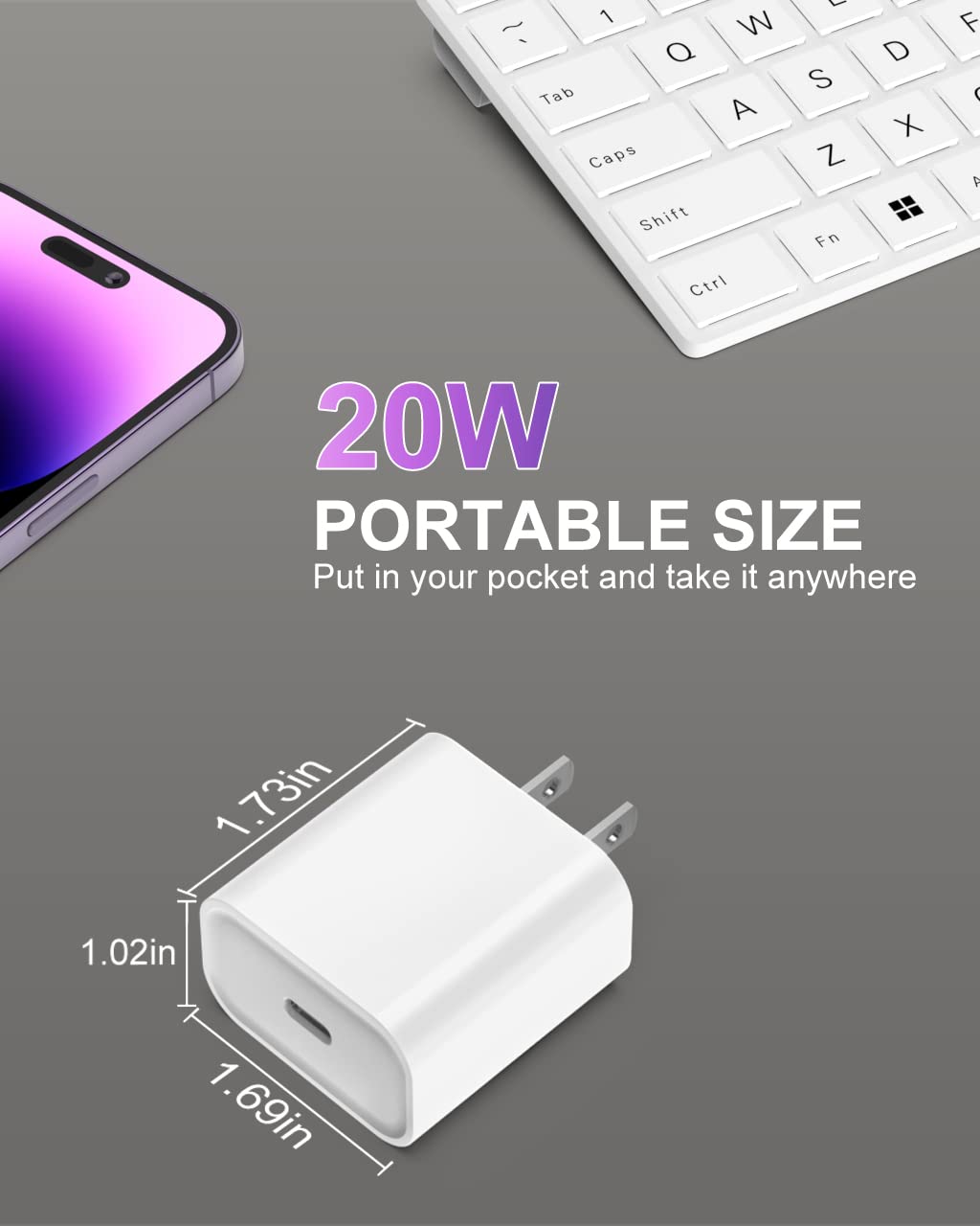MFi Certified 20W USB C Fast Charger Block 3 Pack - PD3.0 Wall Charger Compatible with iPhone 15/14/13/12/11 Pro/Max/XR/XS/Plus & iPad - Perfect for Home, Office & Travel Charging