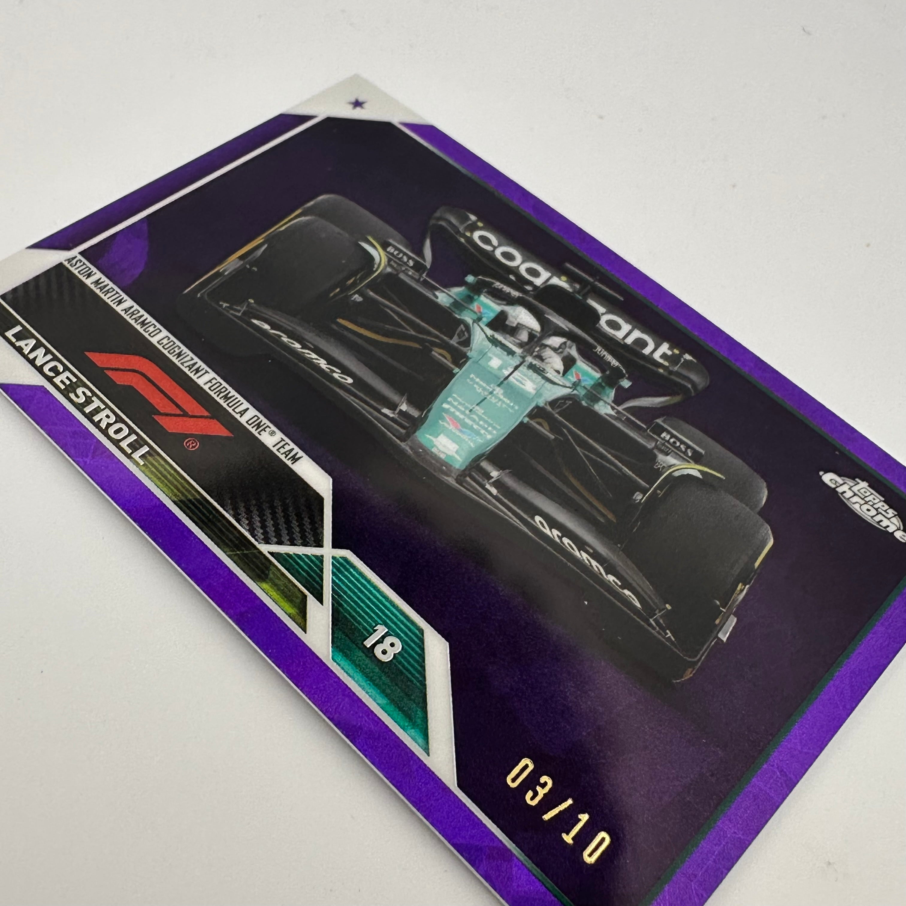 2023 Topps Chrome Sapphire Purple Lance Stroll #107 F1 Racing Card - Perfect for Collectors, Fans, and Sports Memorabilia Enthusiasts