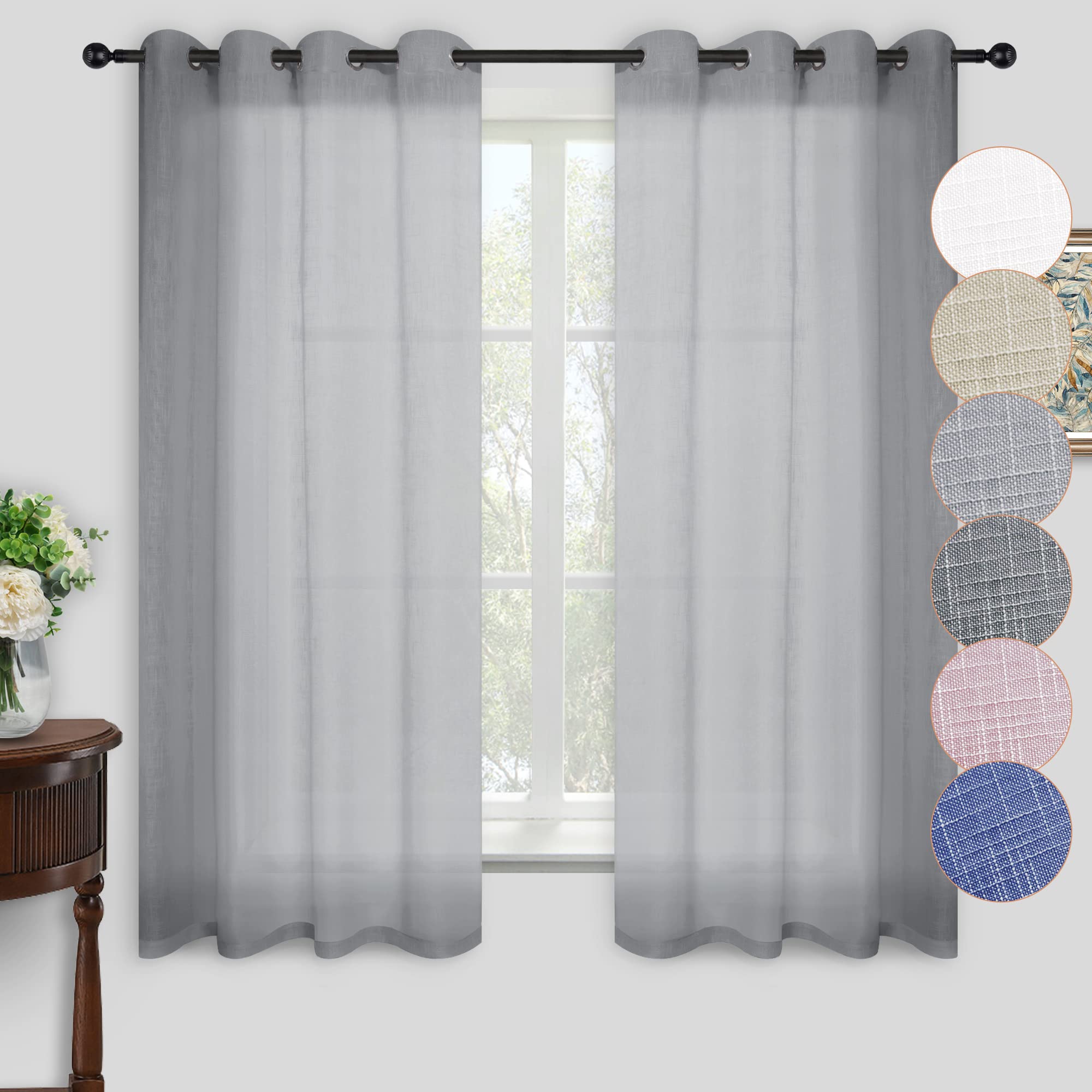 Kinryb Grey Semi Sheer Curtains - 52