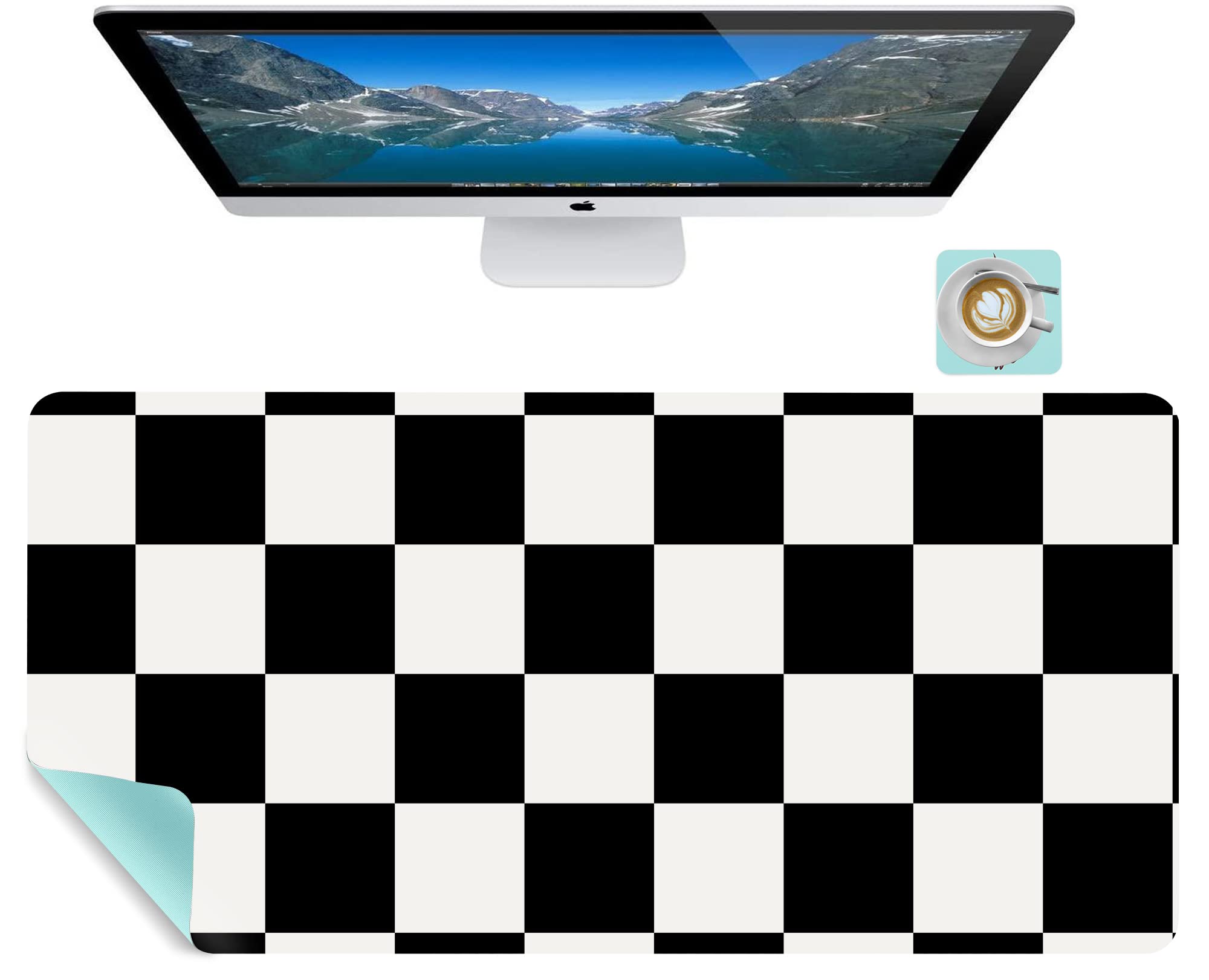Premium Non-Slip Leather Desk Mat with Cup Coaster - Extra Large Waterproof Mouse Pad & Desk Protector for Office, Home & Gaming - Perfect for Workstations, Writing & Computer Use